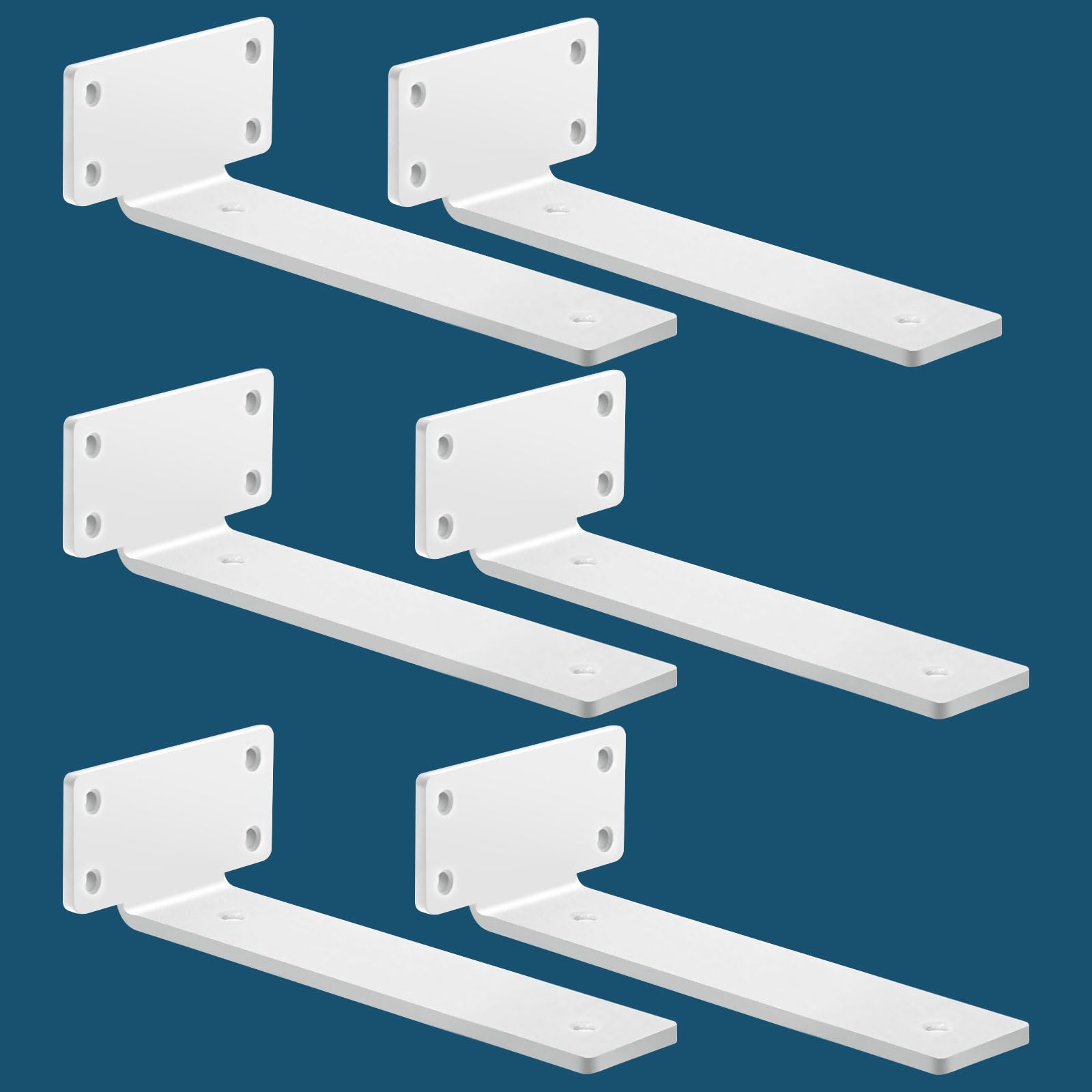 MLOQI Staffe per Mensole Industriali 25cm, 6 Pezzi Bianco