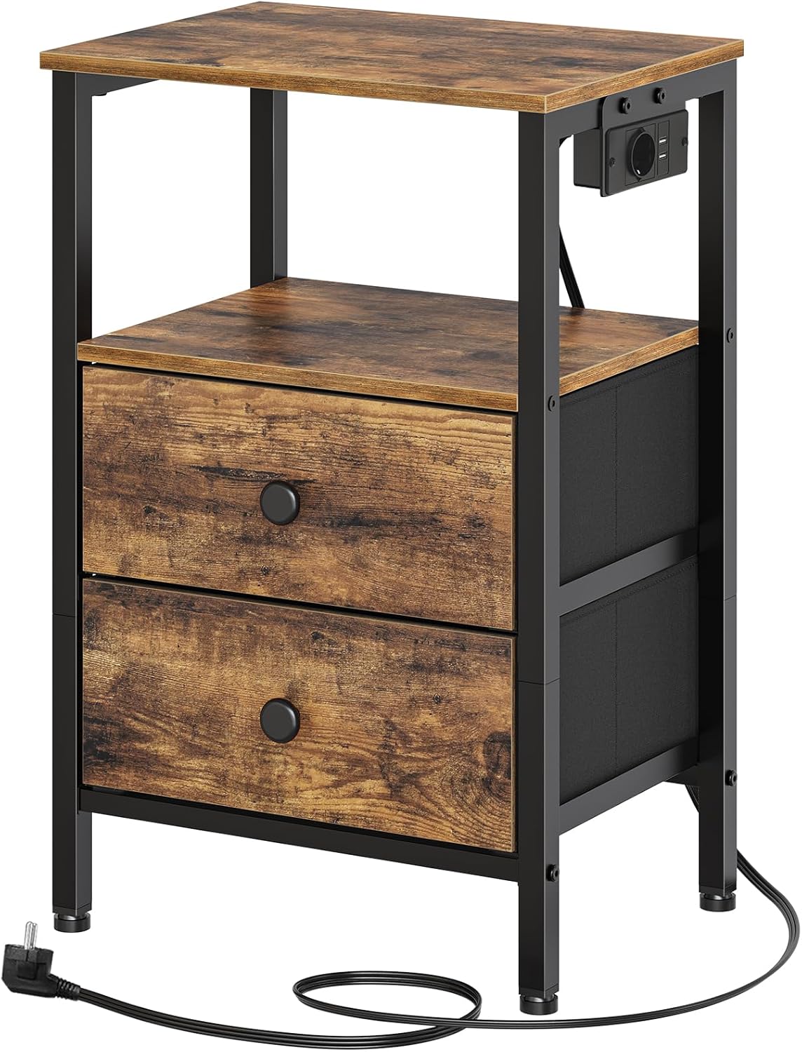 Yatiney Comodino Industriale con Prese e USB - immagine 1