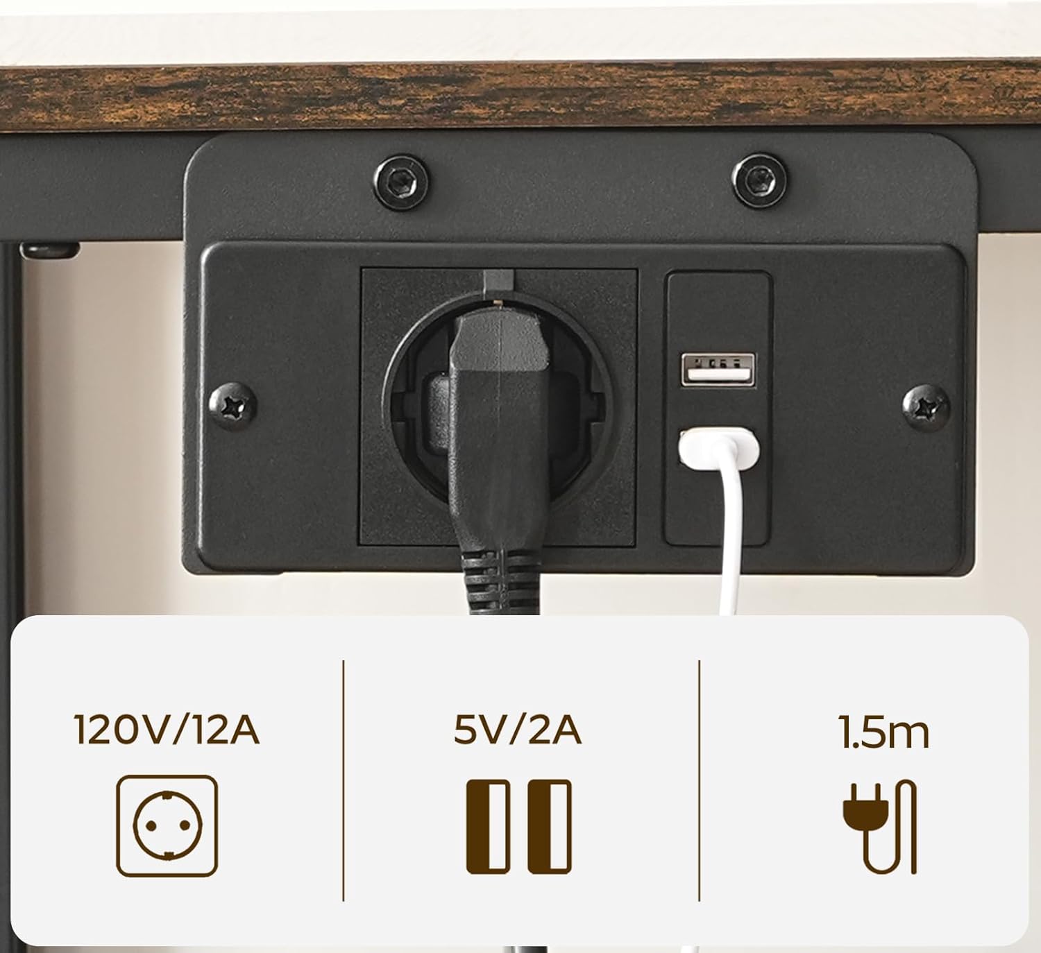 Yatiney Comodino Industriale con Prese e USB - immagine 5