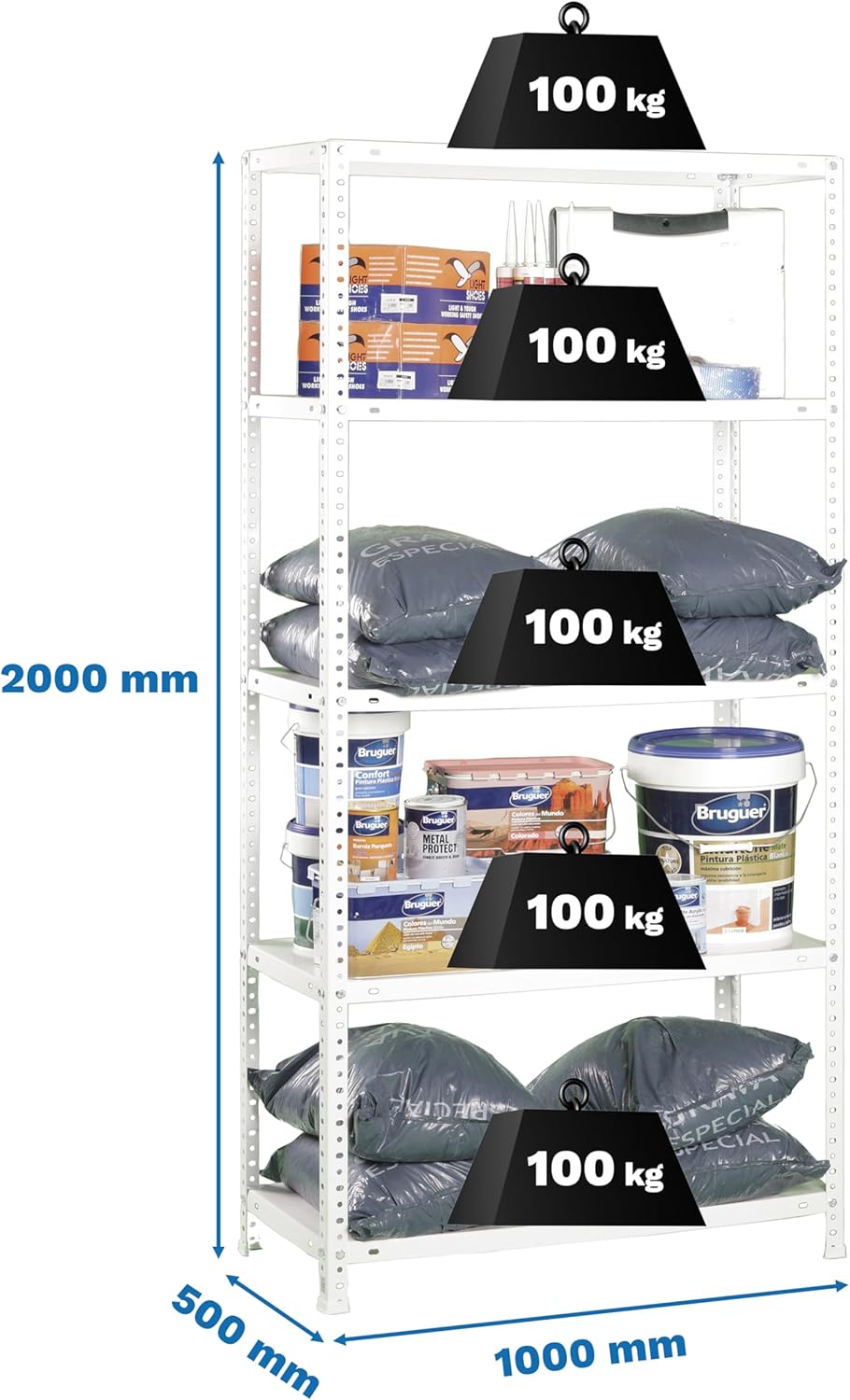 Simon Rack Scaffale Metallo Garage 5 Ripiani 2000x1000x500mm - immagine 3