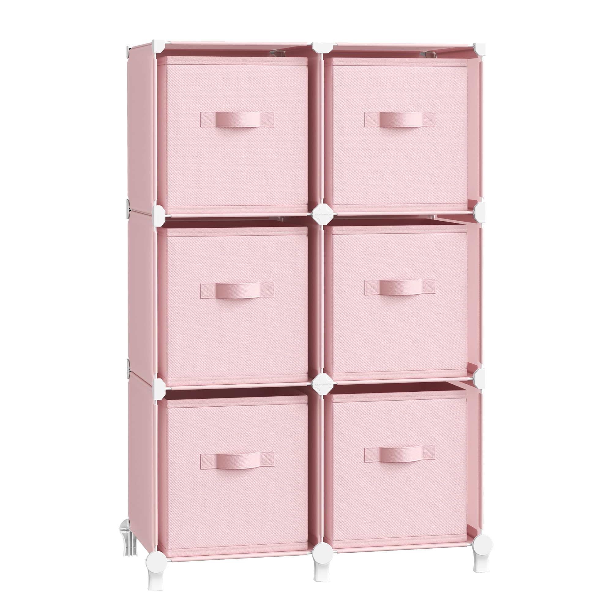 Songmics Scaffale Componibile a Cubi 6 Scomparti, Rosa