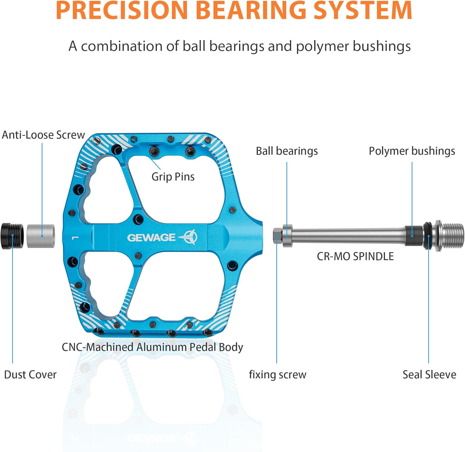 Gewage Set Pedali MTB CNC in Alluminio - immagine 3