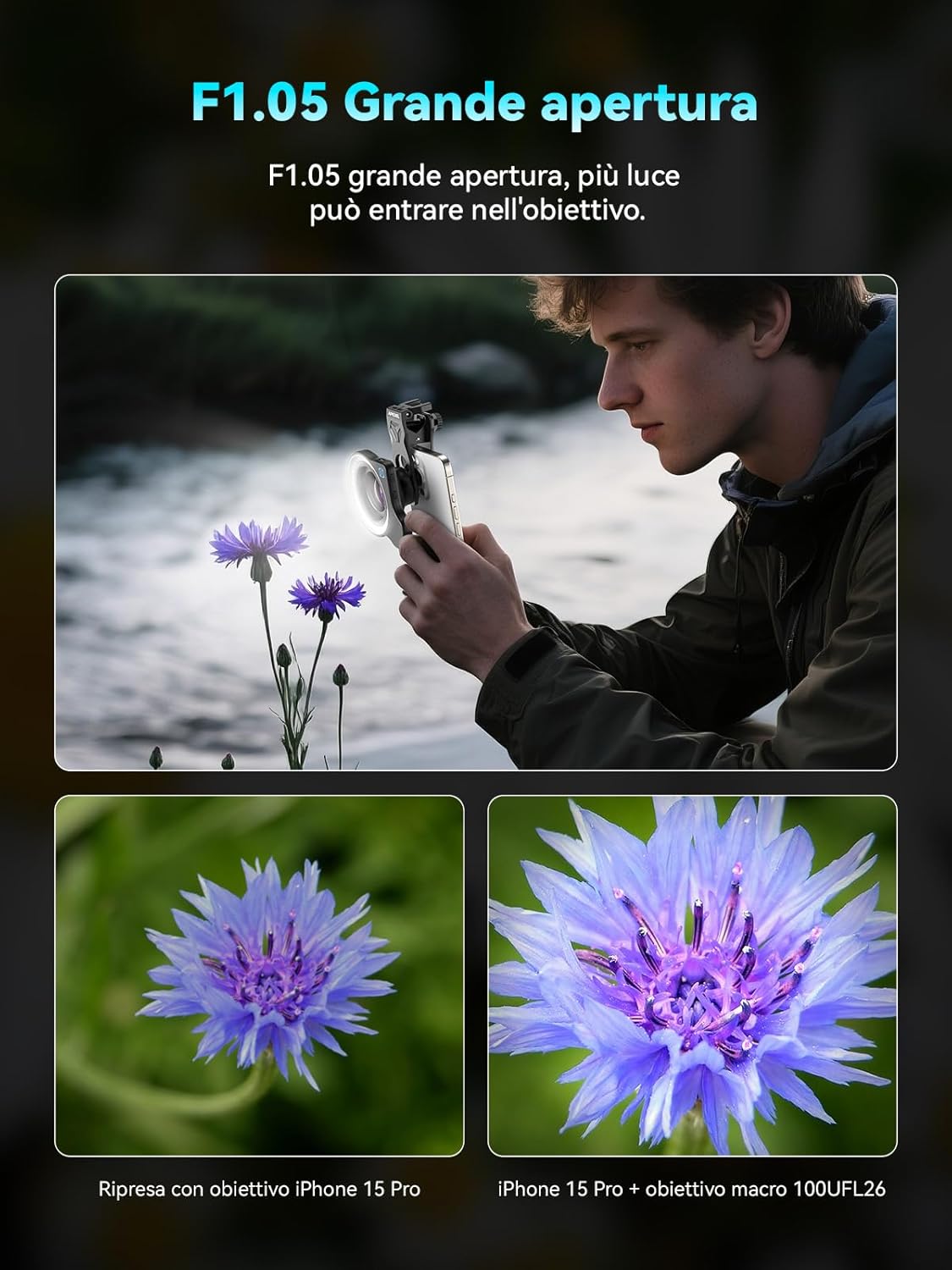 APEXEL 100Ultra Macro Obiettivo con Luce ad Anello - immagine 4