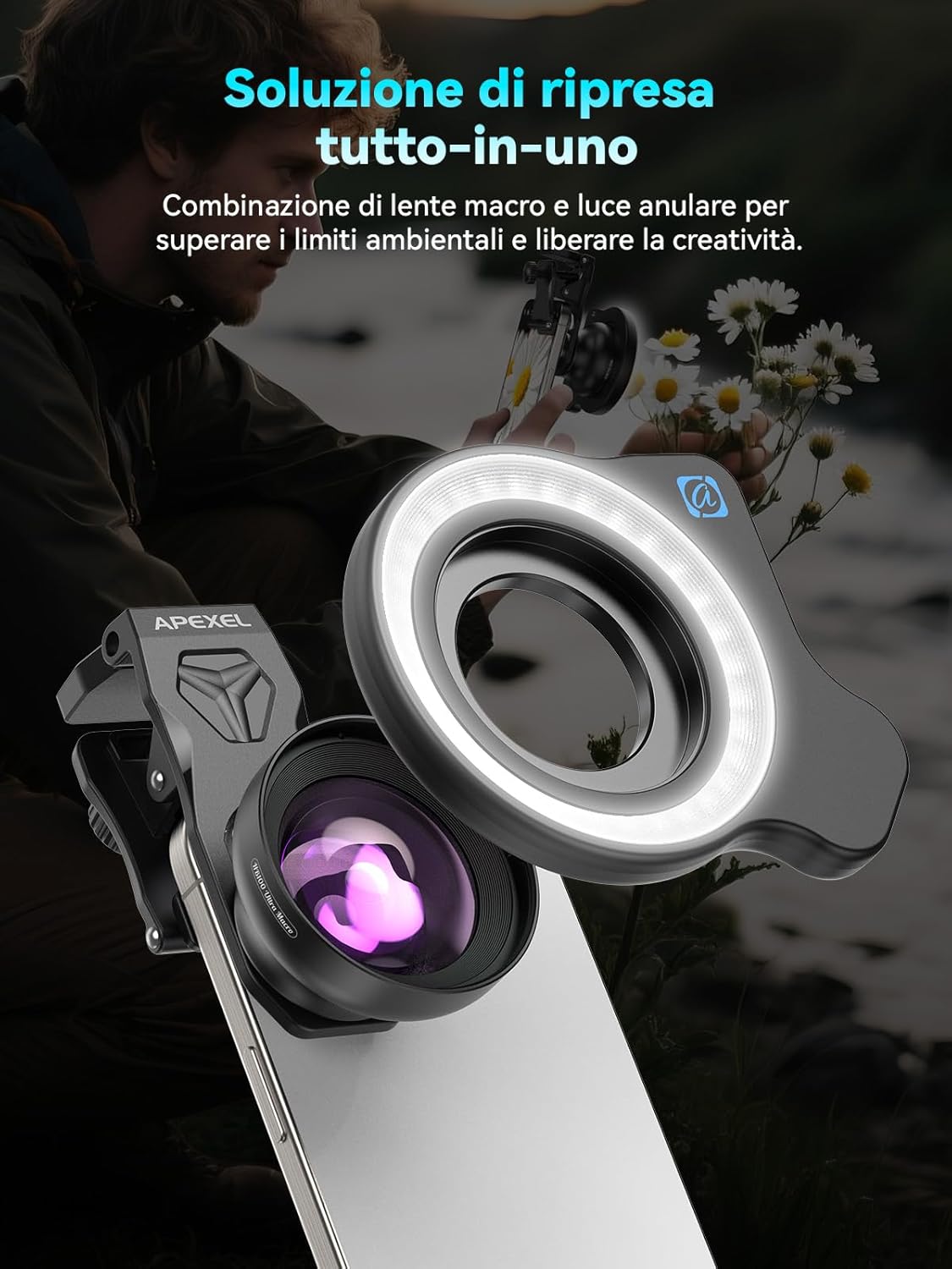 APEXEL 100Ultra Macro Obiettivo con Luce ad Anello - immagine 6