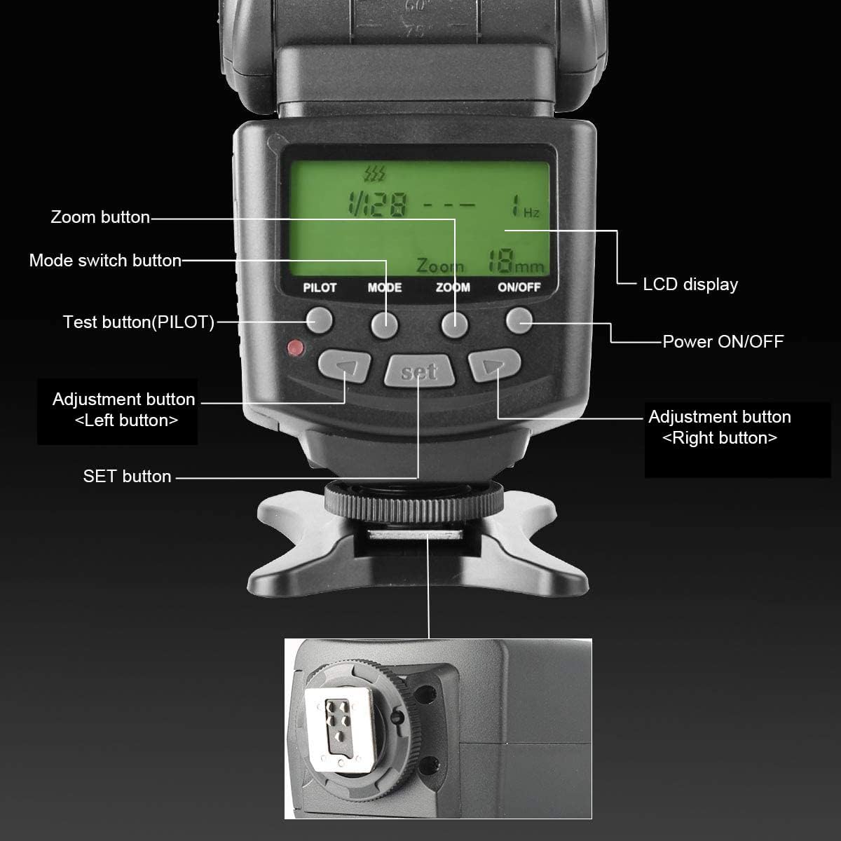 Meike MK430 E-TTL Speedlite Flash Shoe Mount - immagine 4