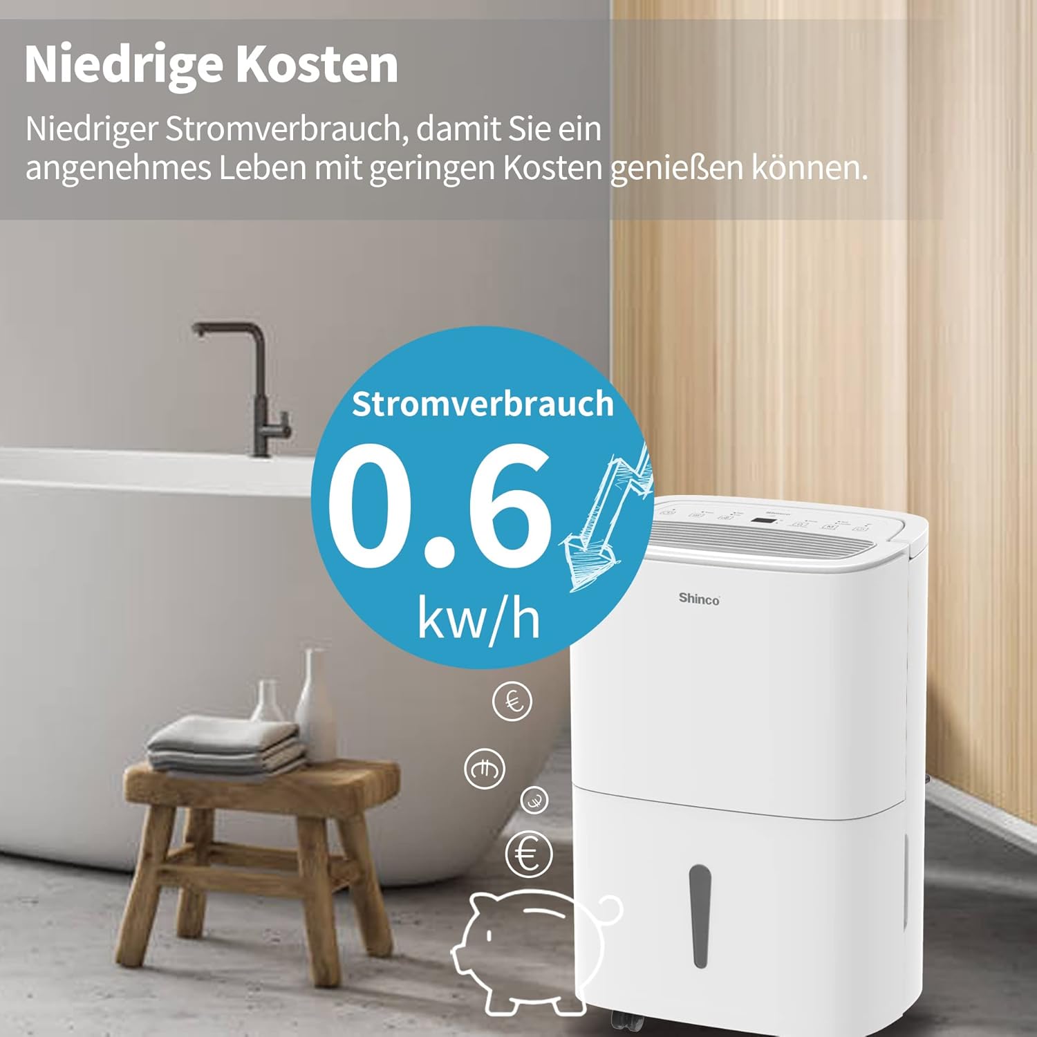 Shinco WIFI Deumidificatore Portatile 30L/Giorno, Bianco - immagine 2