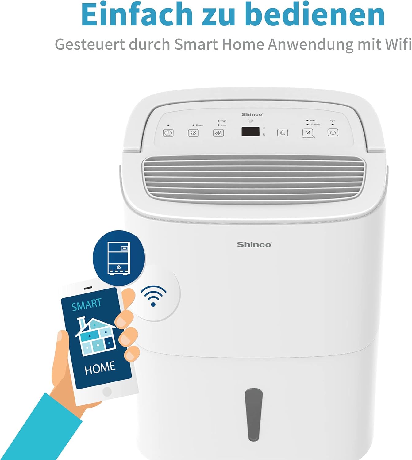 Shinco WIFI Deumidificatore Portatile 30L/Giorno, Bianco - immagine 4