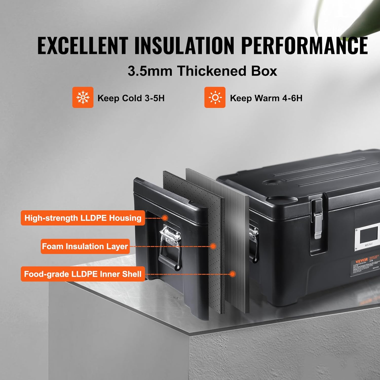 Vevor Portavivande Coibentato 36Qt, Nero - immagine 3