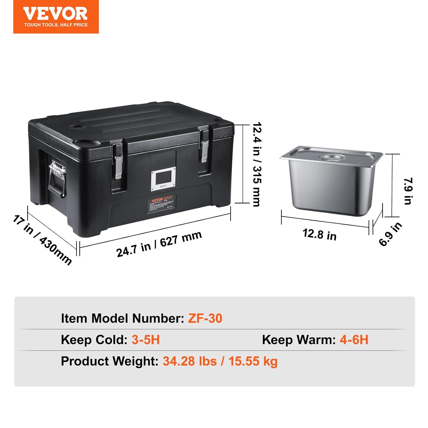 Vevor Portavivande Coibentato 36Qt, Nero - immagine 7