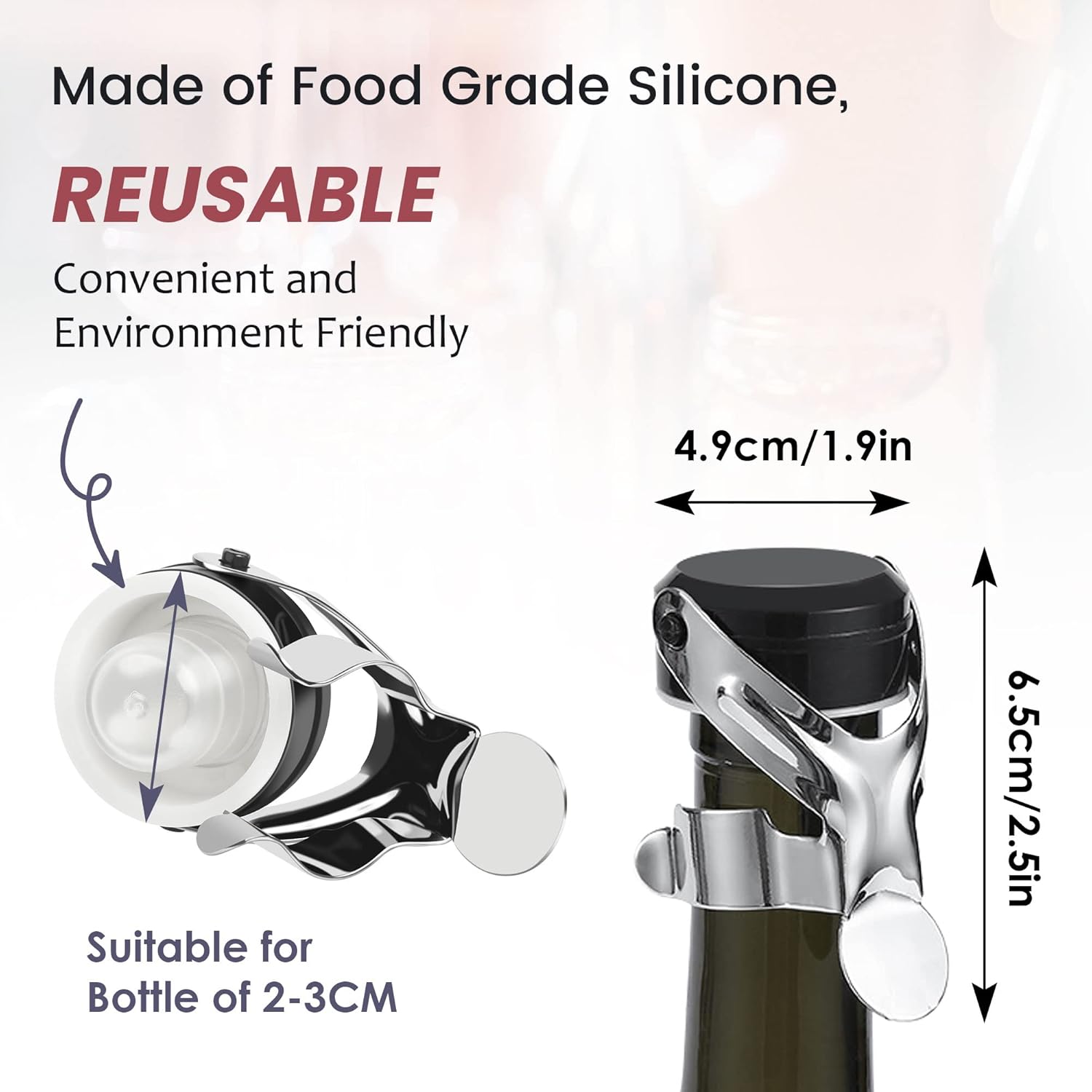 Gimars 8 Tappi per Bottiglie Vino Spumante - immagine 2