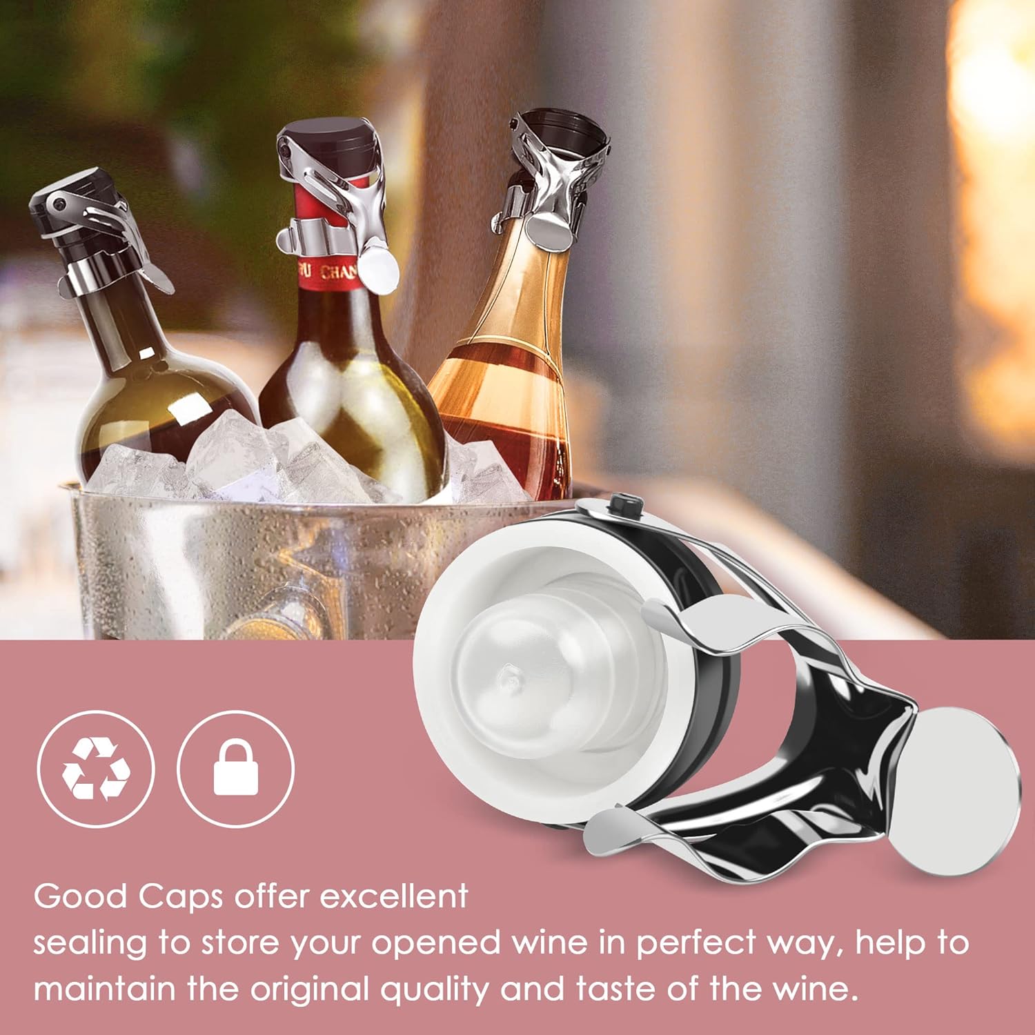 Gimars 8 Tappi per Bottiglie Vino Spumante - immagine 5