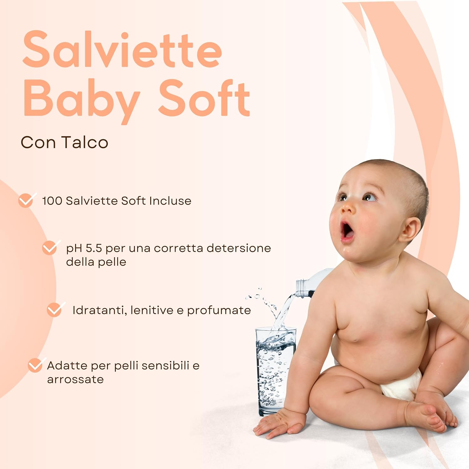 Salviette Baby con Acqua per Pelli Sensibili 1728pz - immagine 2