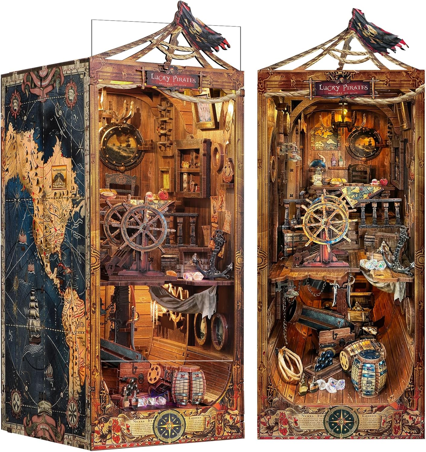 Quanquer Book Nook Kit 3D in Legno con LED - immagine 1