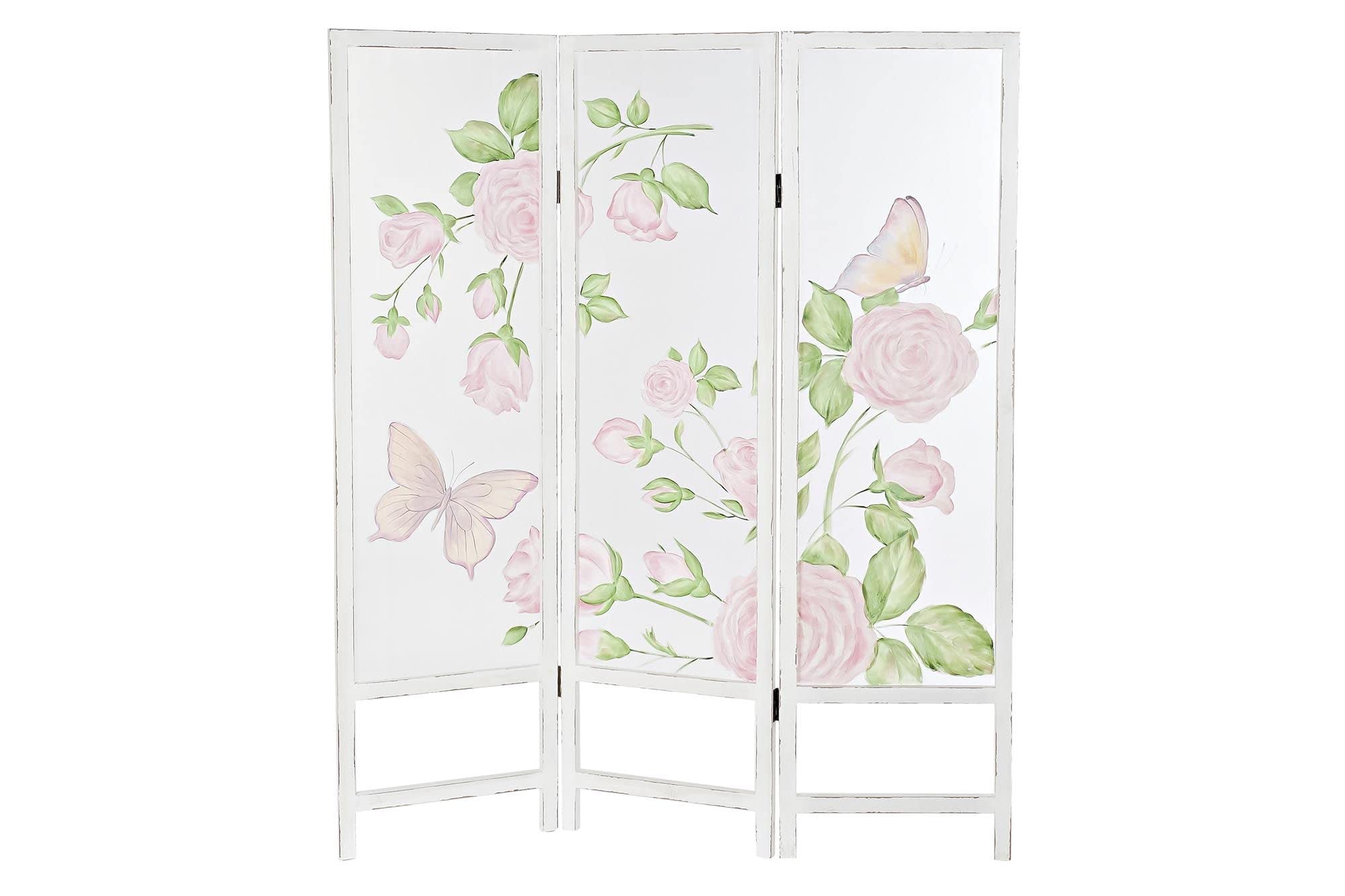 DRW Paravento Nylon Legno 150x2,5x180 Rose Rosa