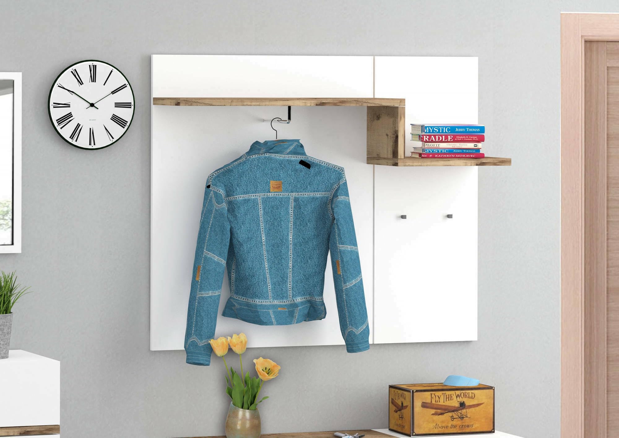 DMORA Appendiabiti Orizzontale Bianco Lucido e Pero