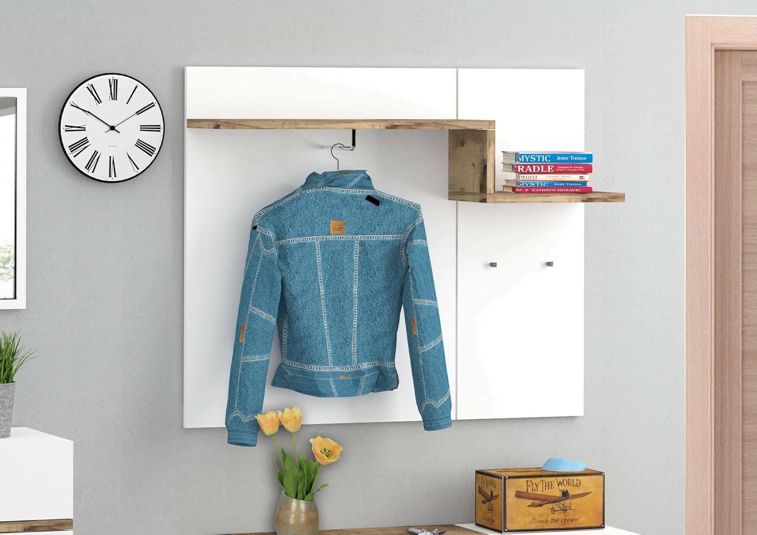 DMORA Appendiabiti Orizzontale Bianco Lucido e Pero - immagine 1