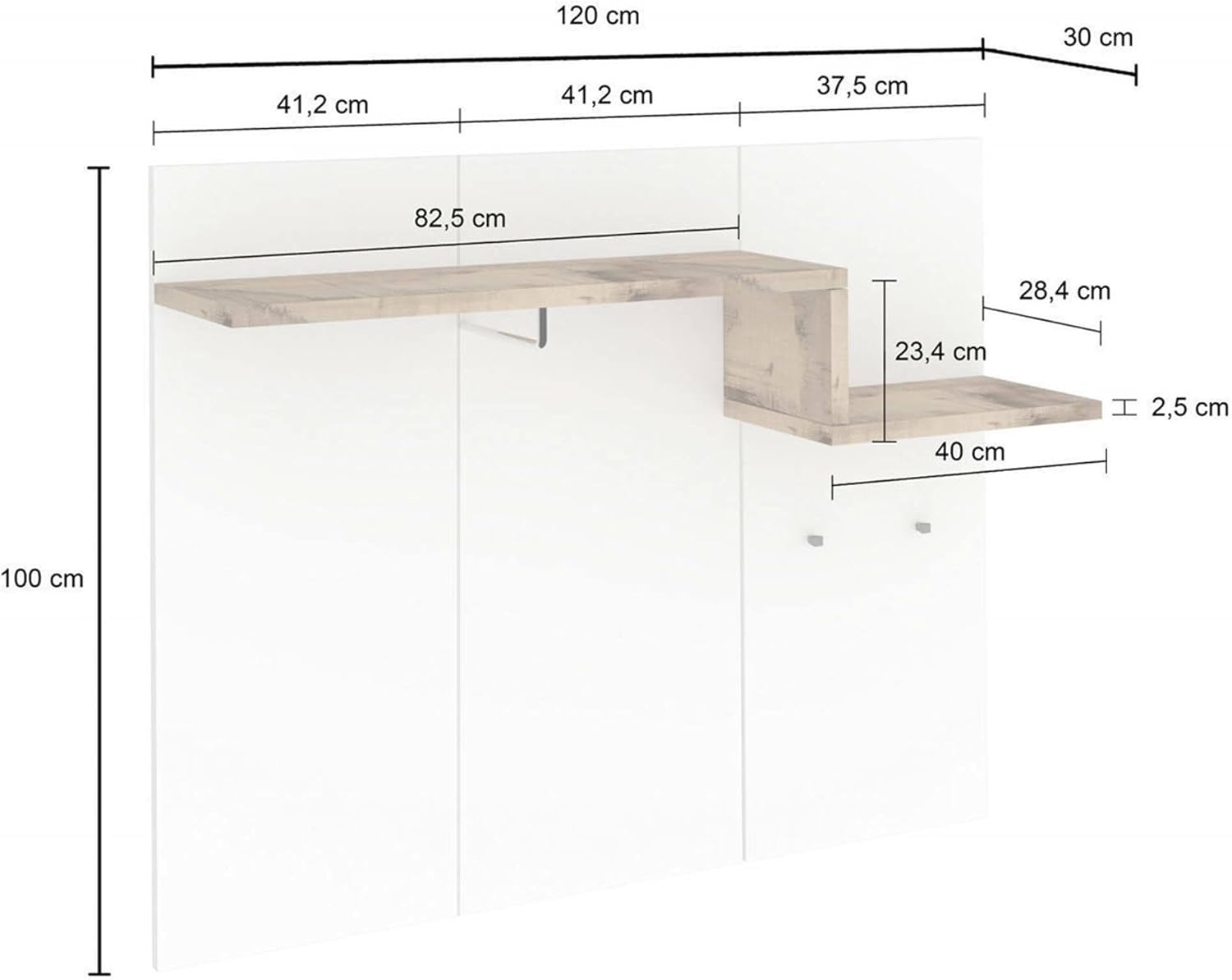 DMORA Appendiabiti Orizzontale Bianco Lucido e Pero - immagine 3