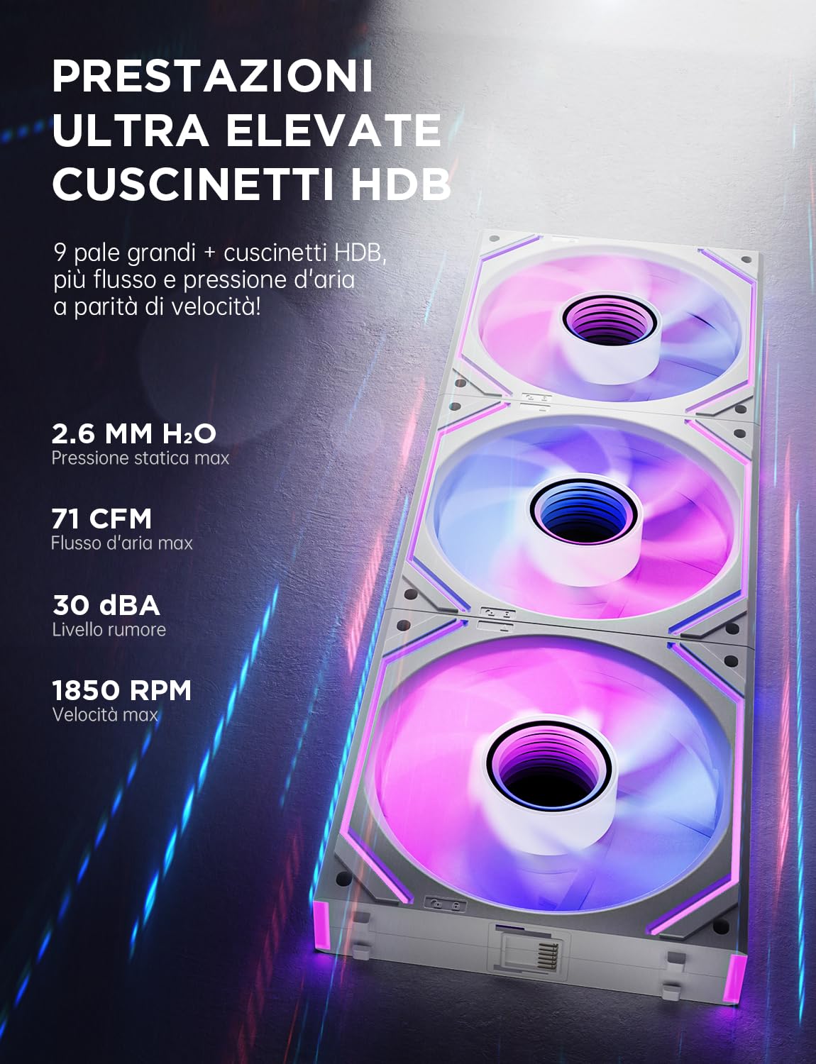 Asiahorse DAWN Pro RGB - Ventola PC 120mm ARGB 3 pezzi - immagine 3