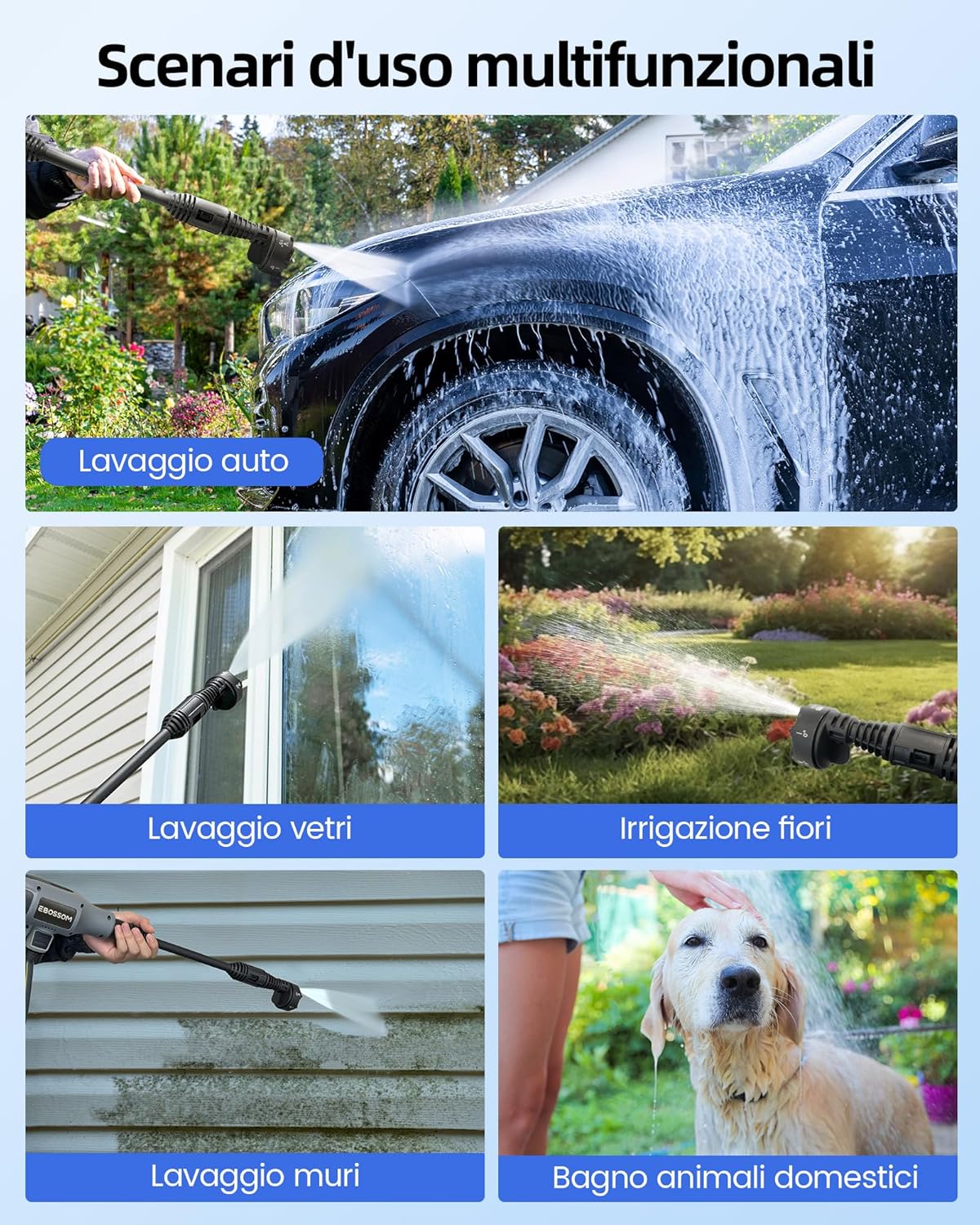 Idropulitrice a Batteria 65Bar Portatile (2x 3Ah) - immagine 5