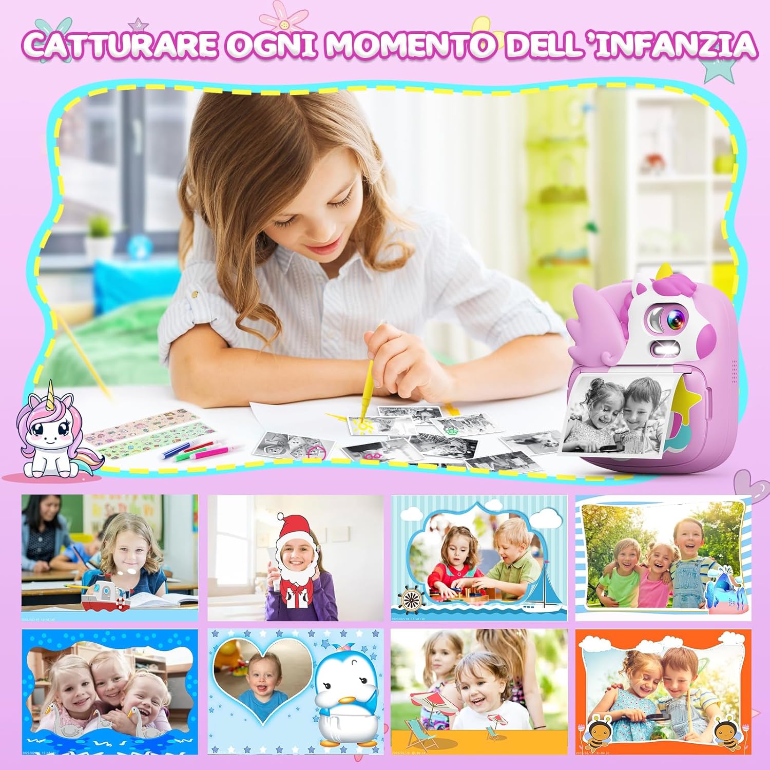 Camclid Macchina Fotografica Bambini Istantanea Viola - immagine 4