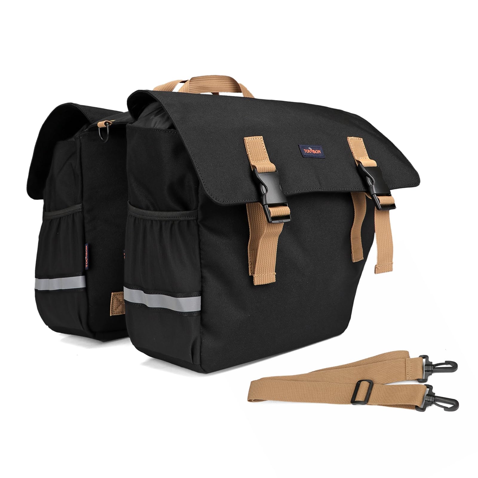 Tourbon - Borsa per la spesa posteriore in nylon per bicicletta, con tracolla