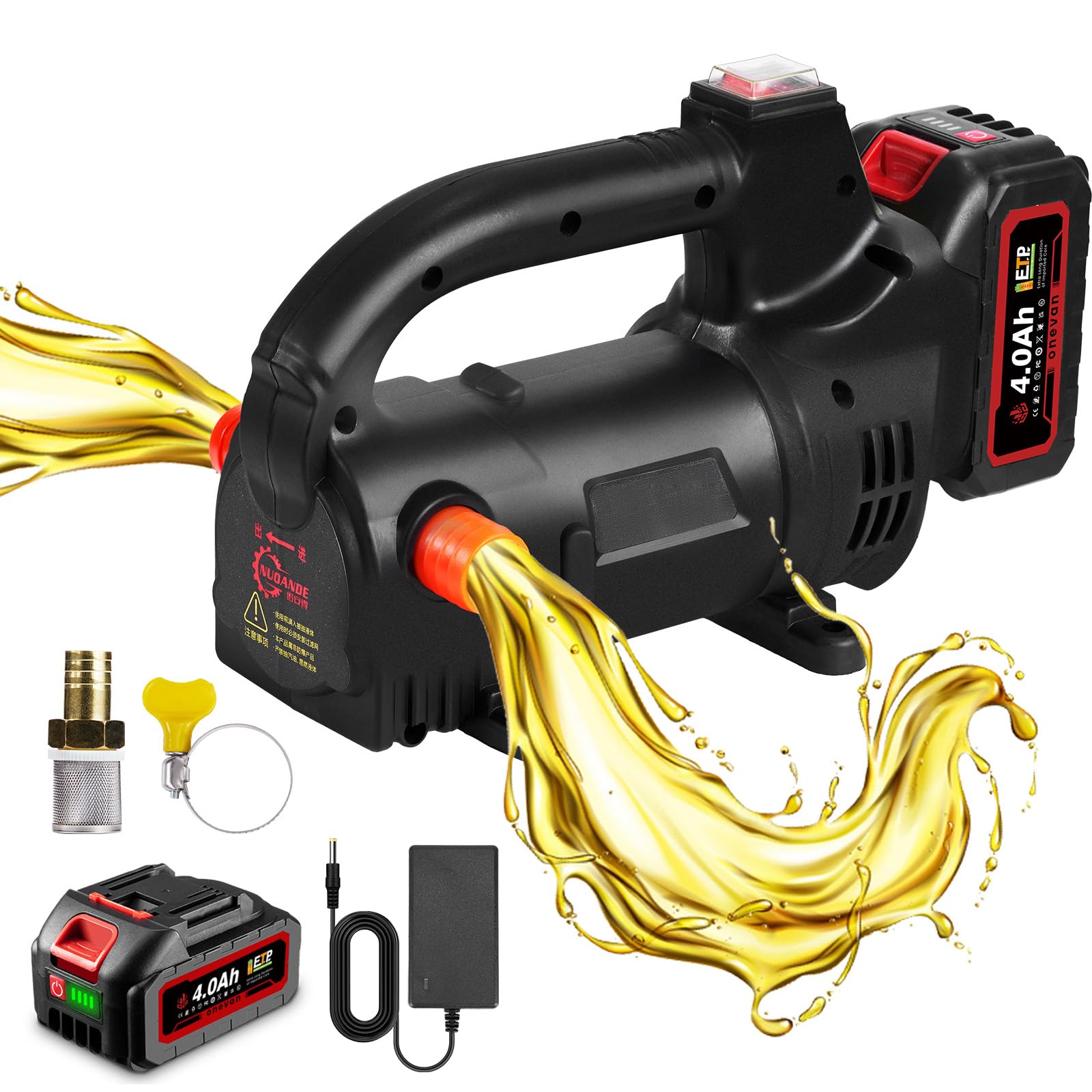 Onevan Pompa Diesel a Batteria 4000 mAh, 40 l/min