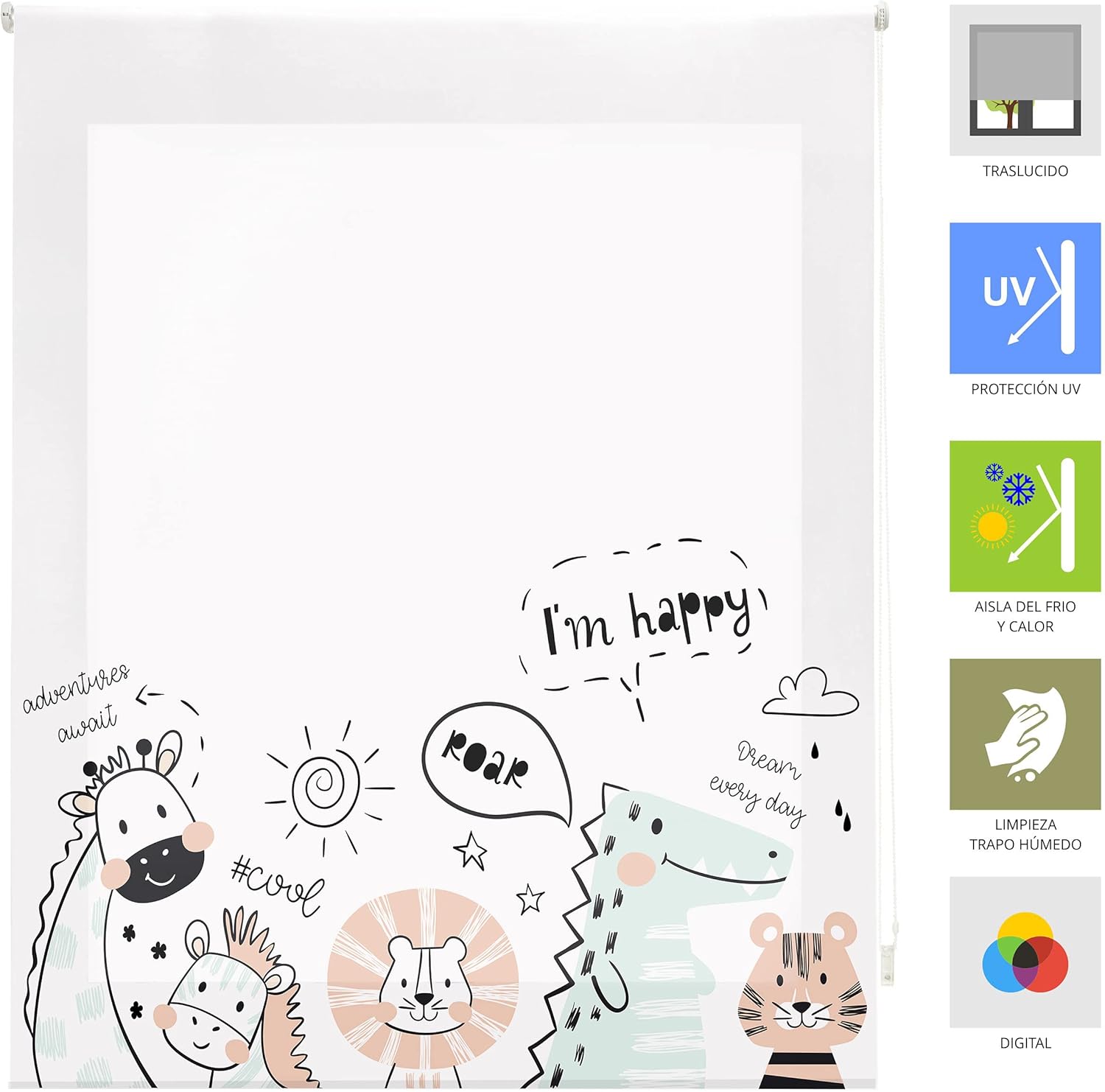 Blindecor Digital Kids - Tenda Avvolgibile Traslucida Zoocool - immagine 4