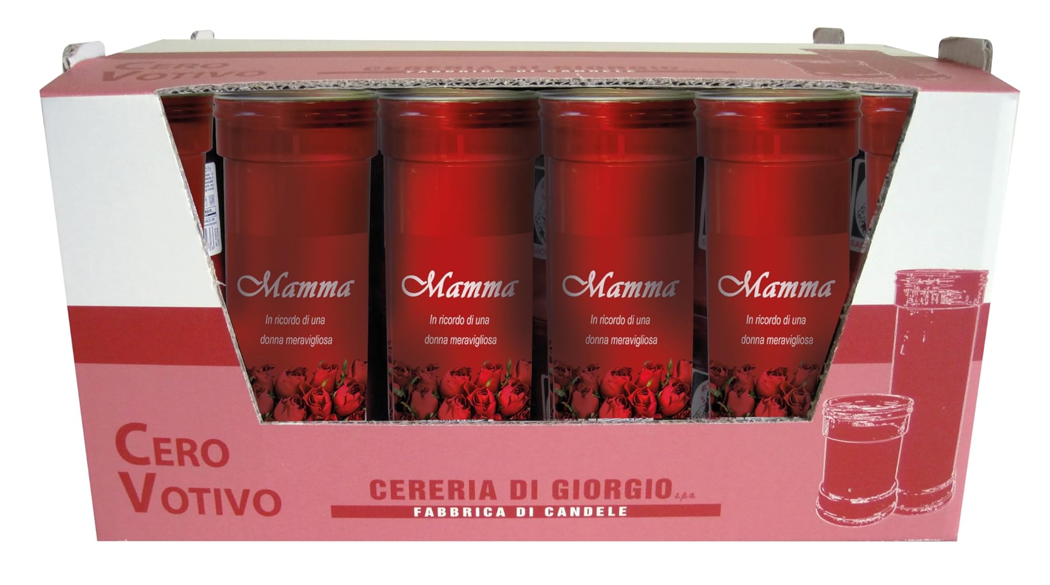 Cereria Di Giorgio - 30 Ceri Votivi Rossi "Per La Mamma"