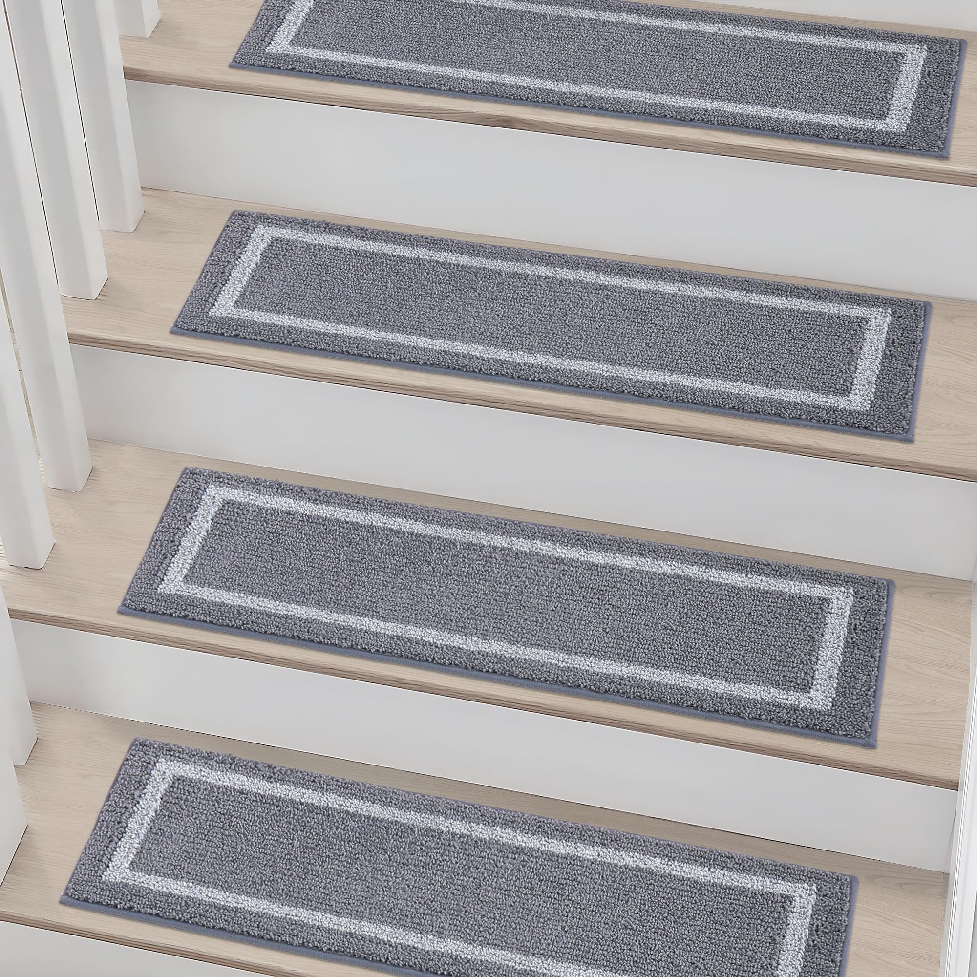 Cosy Homeer Tappetini per Gradini 70x22 cm, 15 Pezzi Grigio