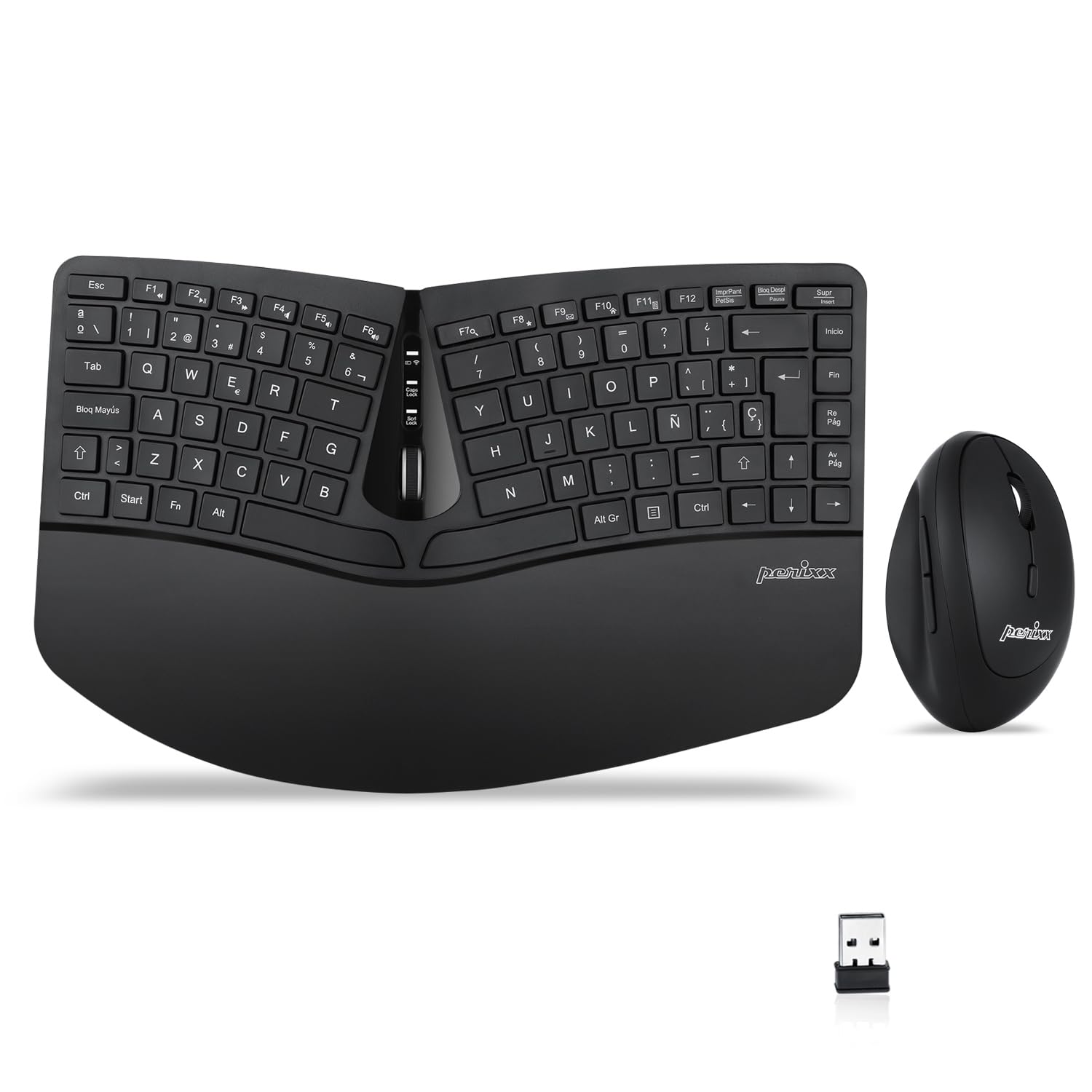 Perixx Periduo-606 - Set Tastiera Ergonomica e Mouse Wireless