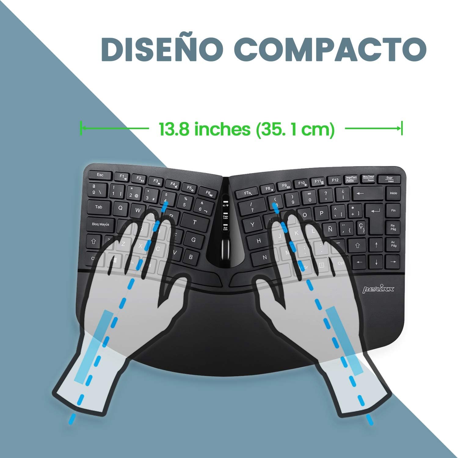 Perixx Periduo-606 - Set Tastiera Ergonomica e Mouse Wireless - immagine 2