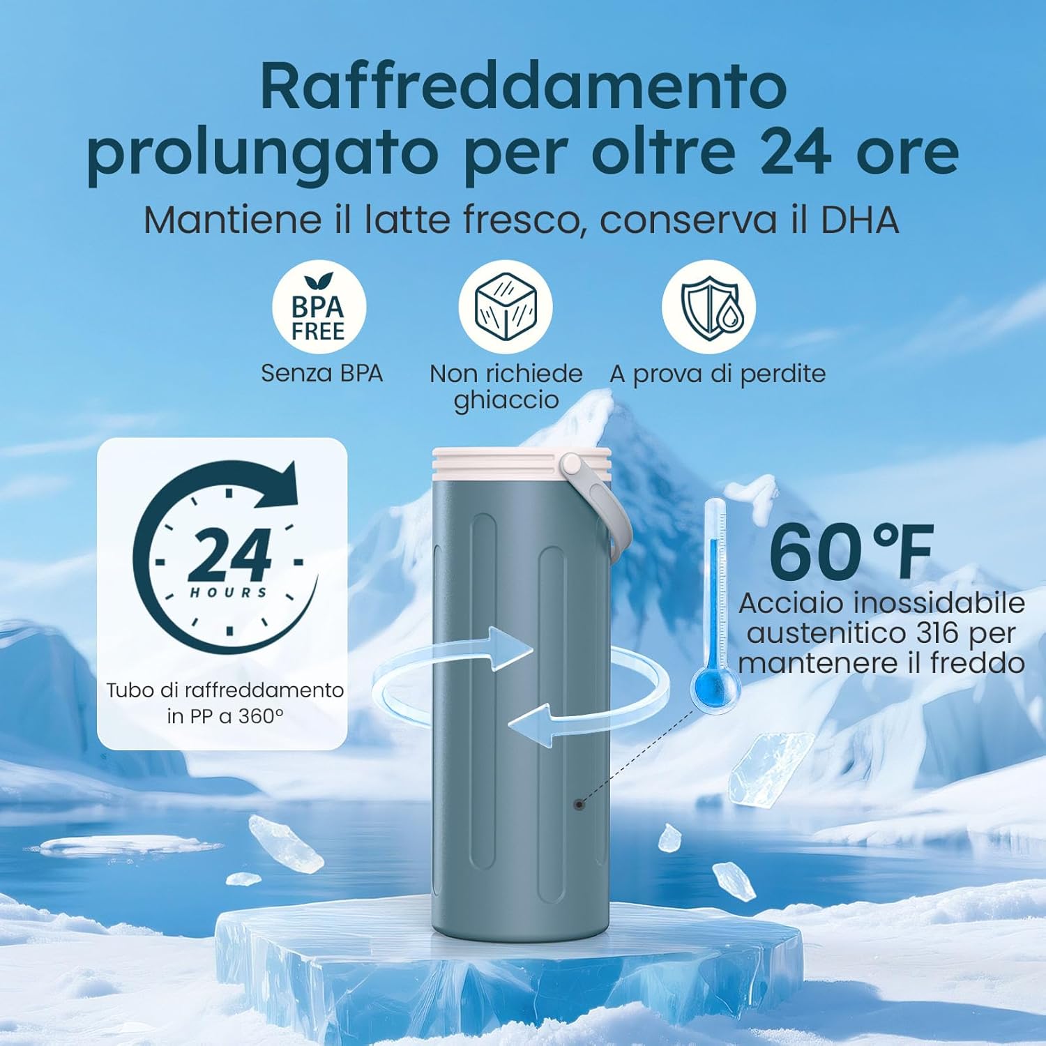 Raffreddatore per Latte Materno 24h con 2 Biberon - immagine 3