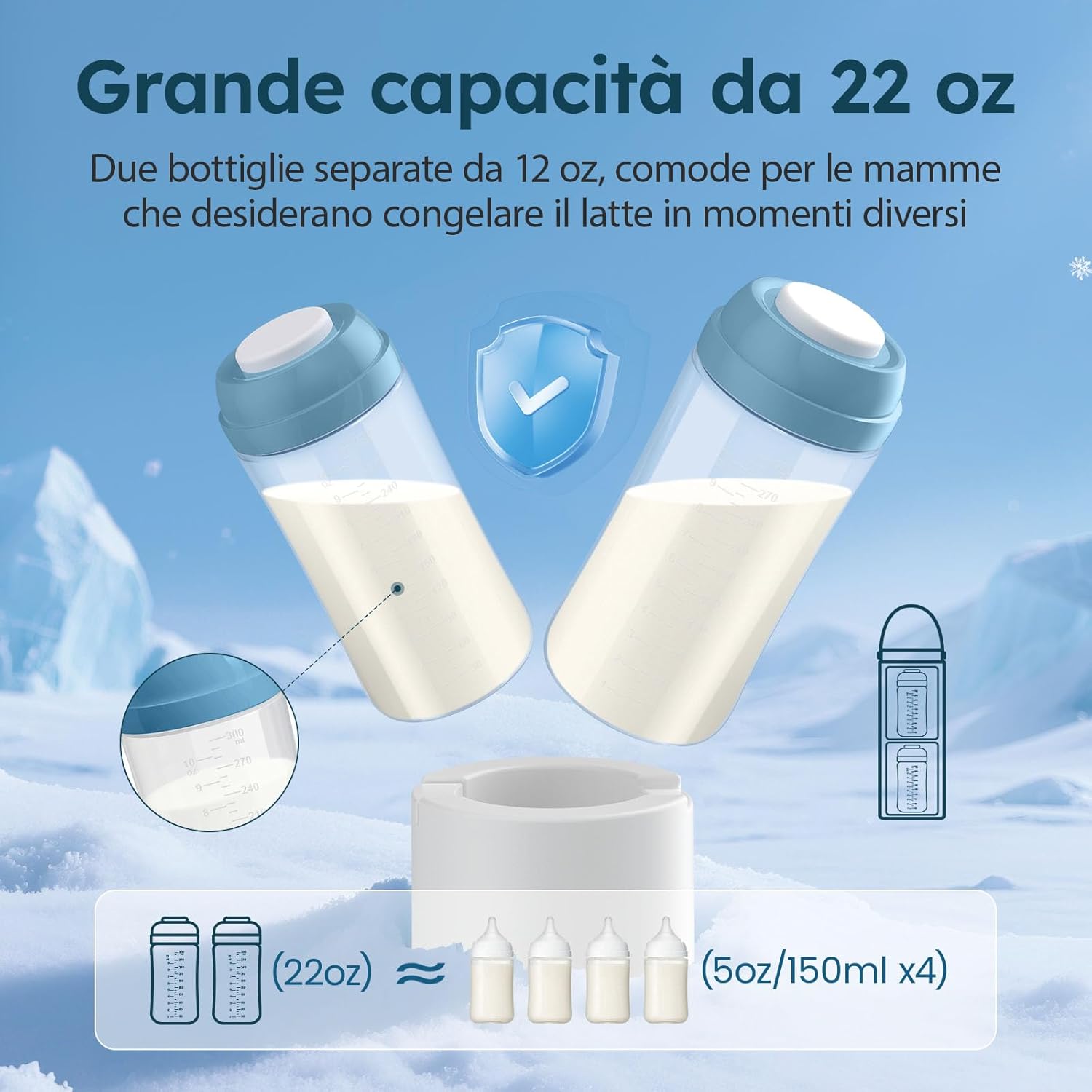 Raffreddatore per Latte Materno 24h con 2 Biberon - immagine 7