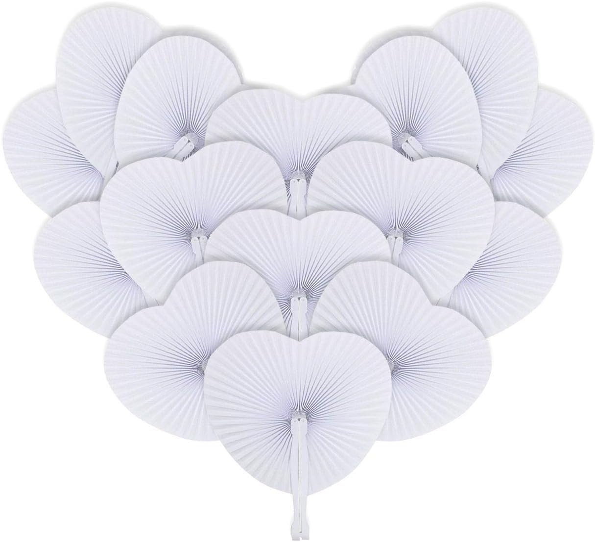 iZoeL Ventagli Pieghevoli Bianchi a Cuore 24 Pezzi