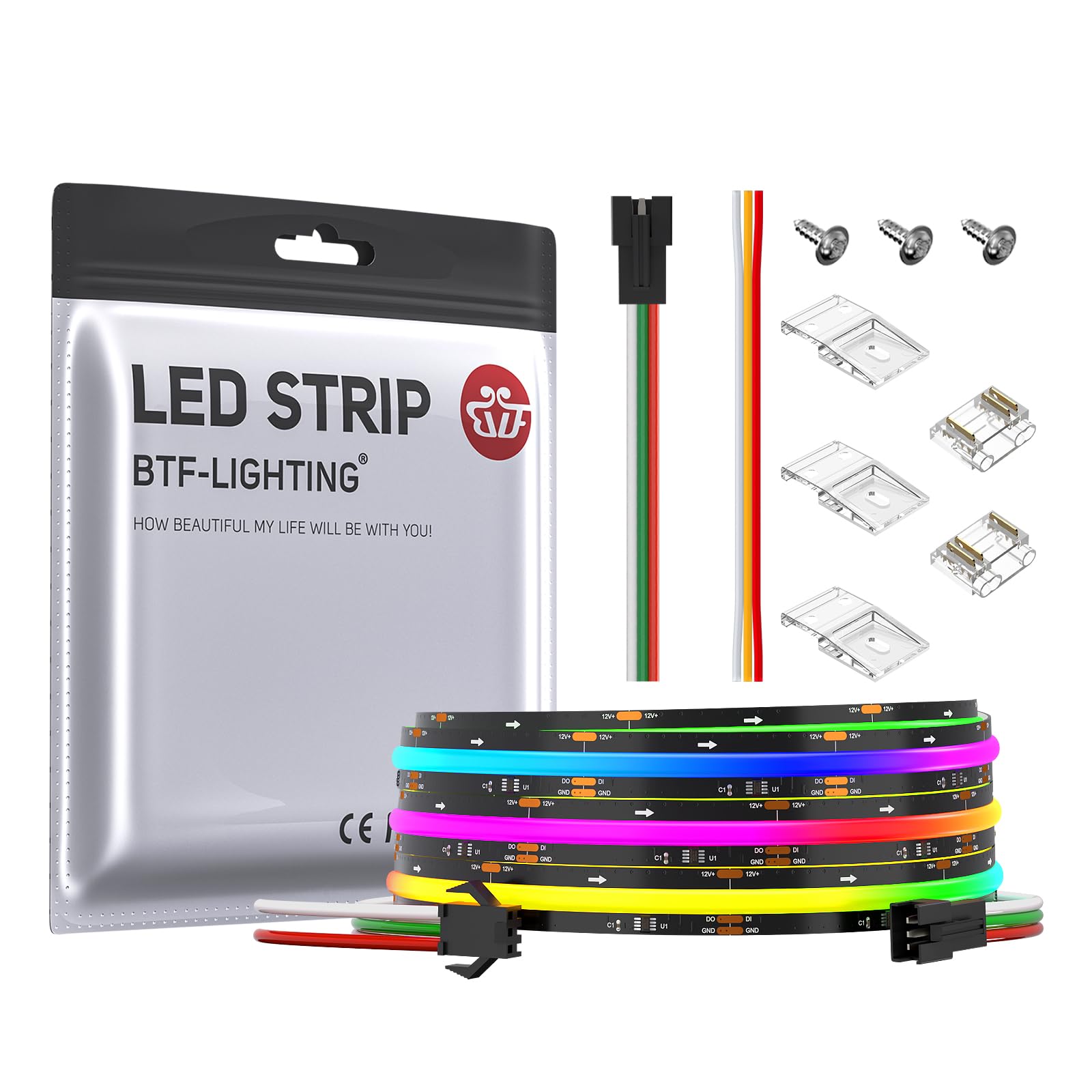 Btf-lighting FCOB COB WS2811 IC RGB Striscia LED 3M