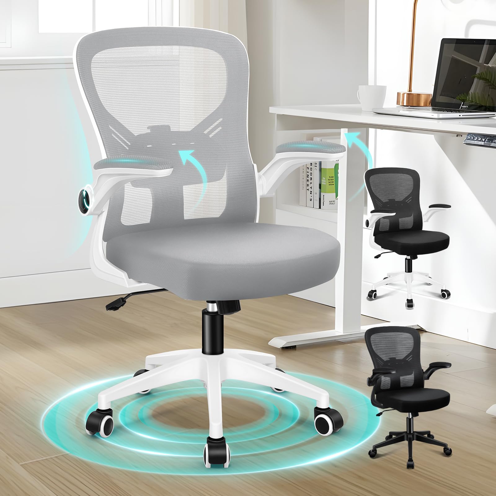 Alfordson Sedia Ufficio in Rete Keldon Bianco e Grigio