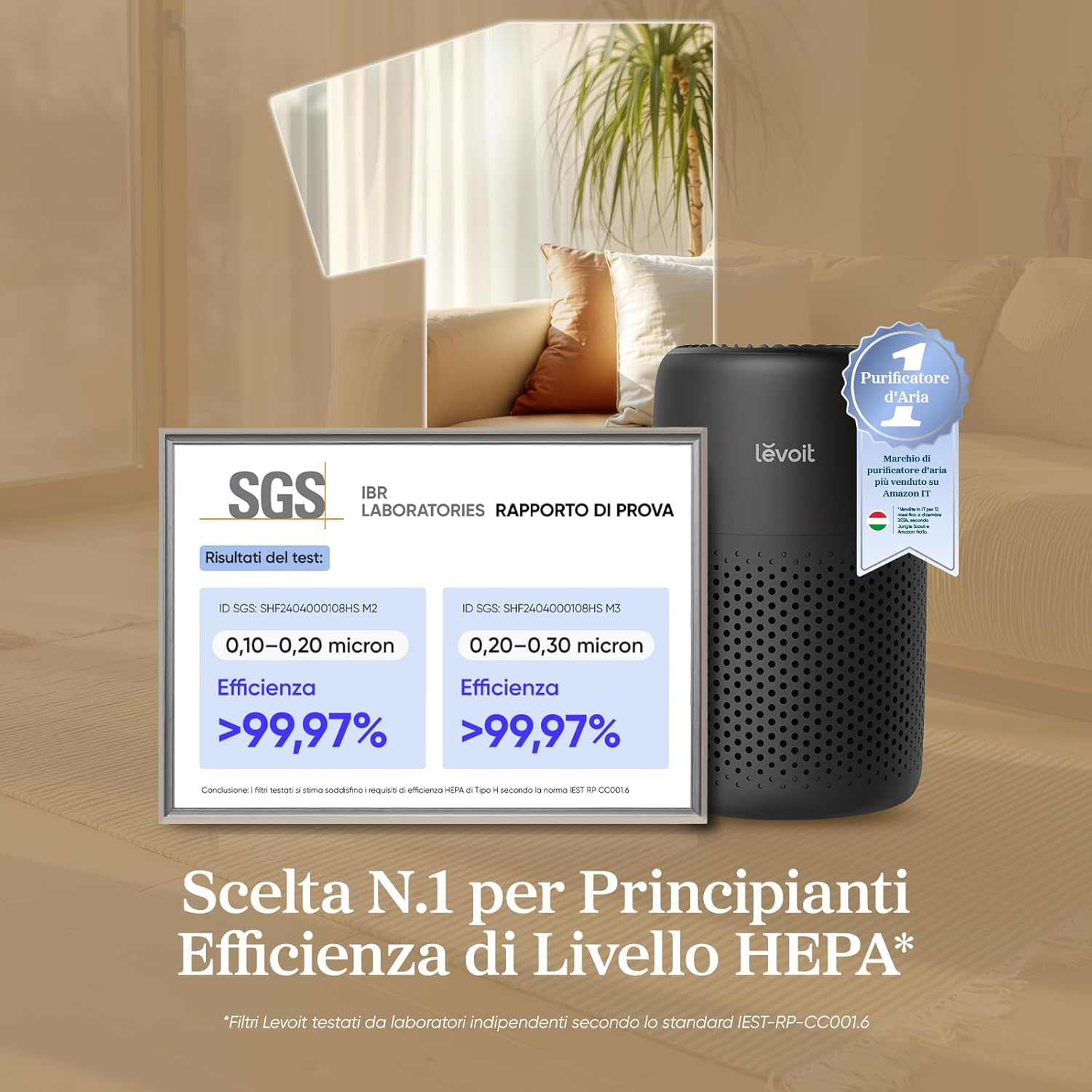 Levoit Core Mini Purificatore d’Aria HEPA, Nero - immagine 2