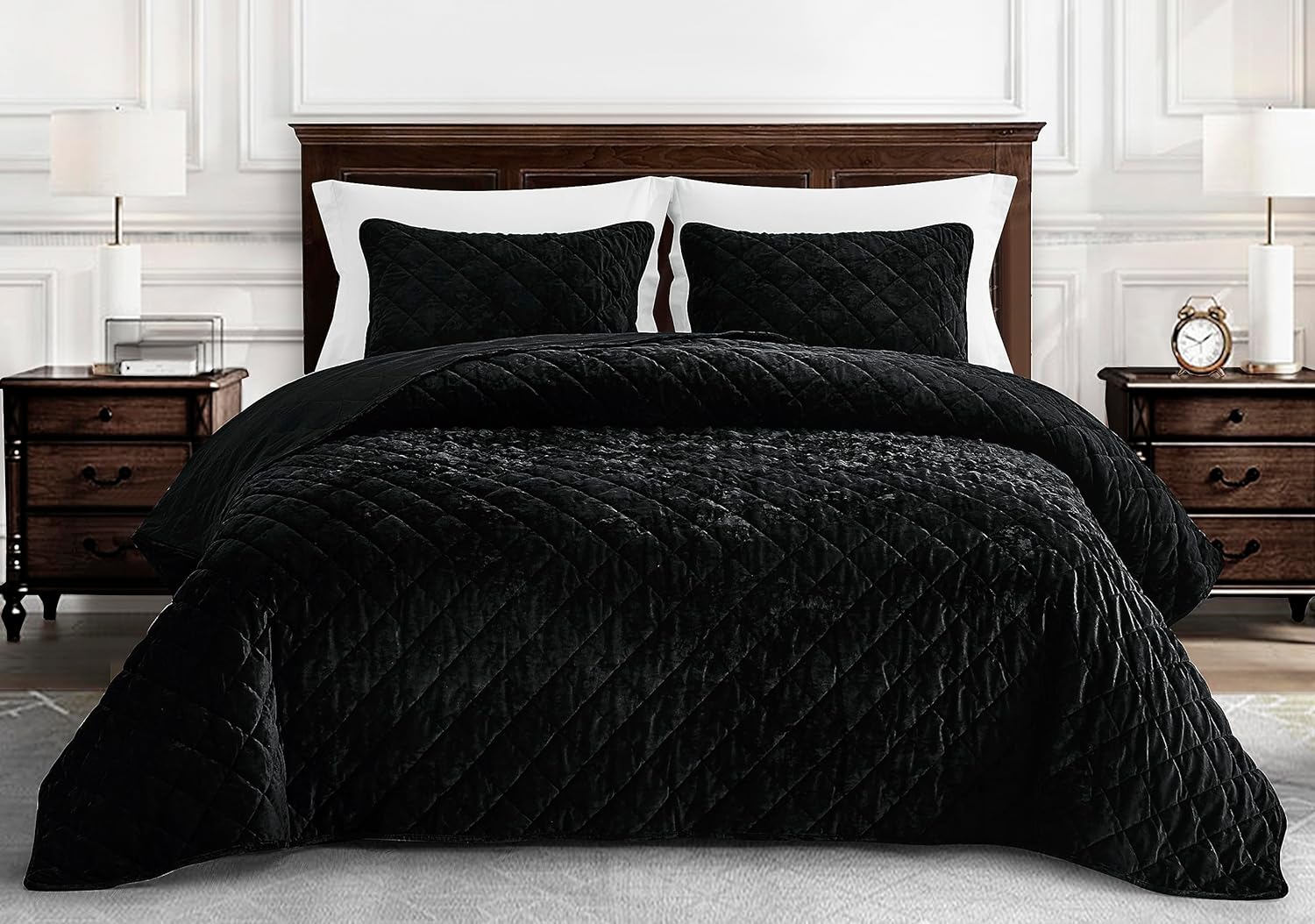 Chezmoi Collection Lux - Set Biancheria Letto Velluto Nero - immagine 2