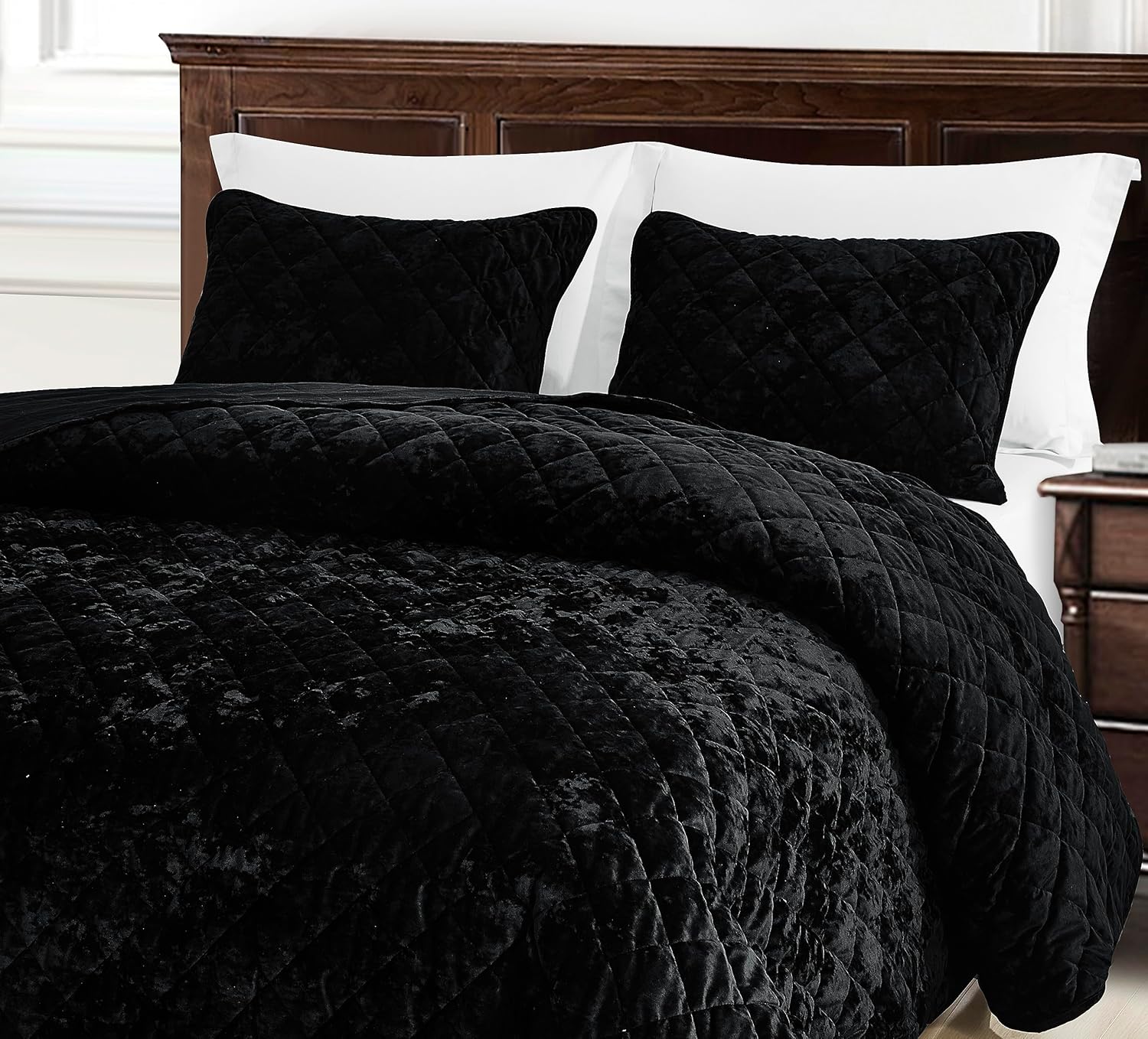 Chezmoi Collection Lux - Set Biancheria Letto Velluto Nero - immagine 3
