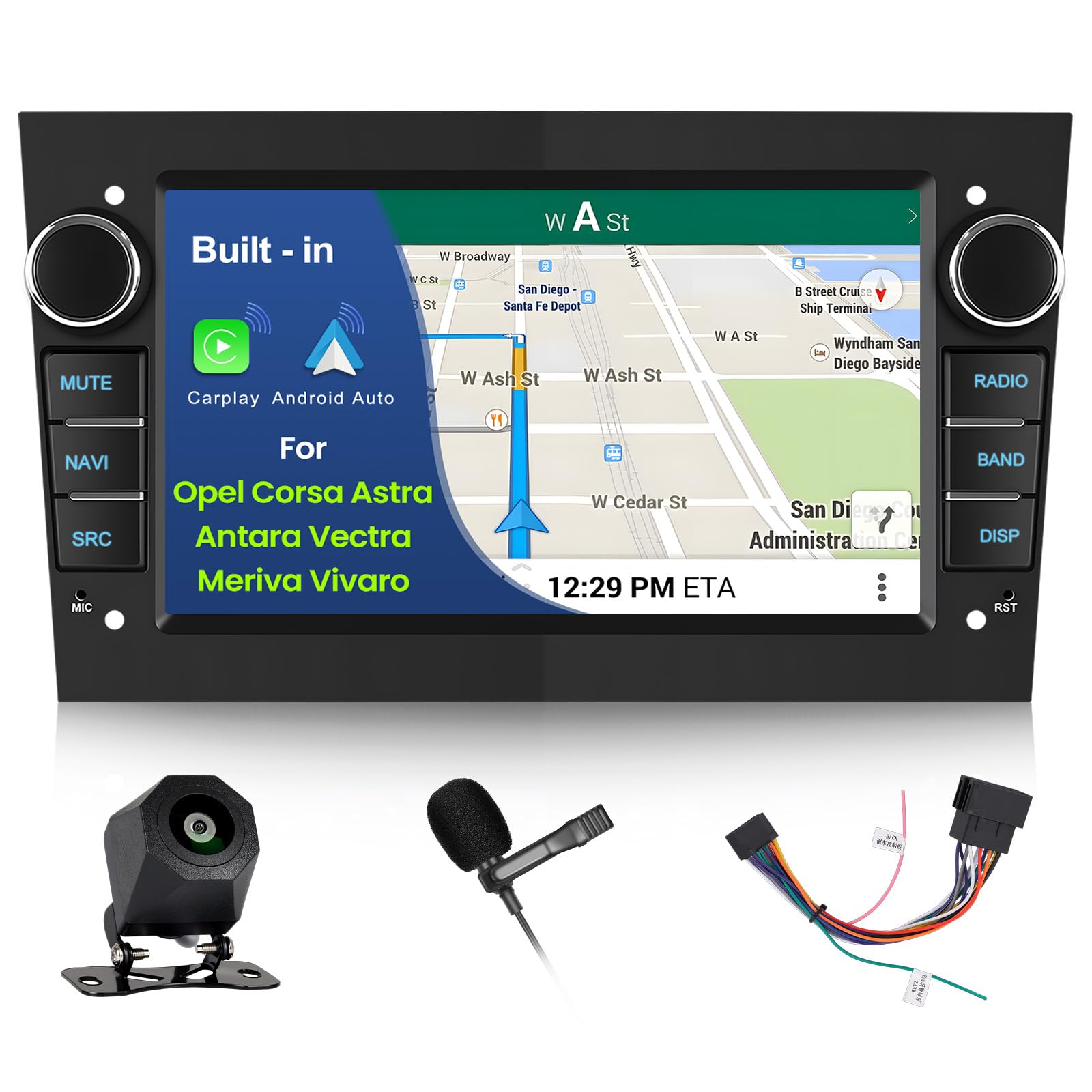 Inefala Autoradio Android 15 per Opel Corsa Astra 7" Touchscreen