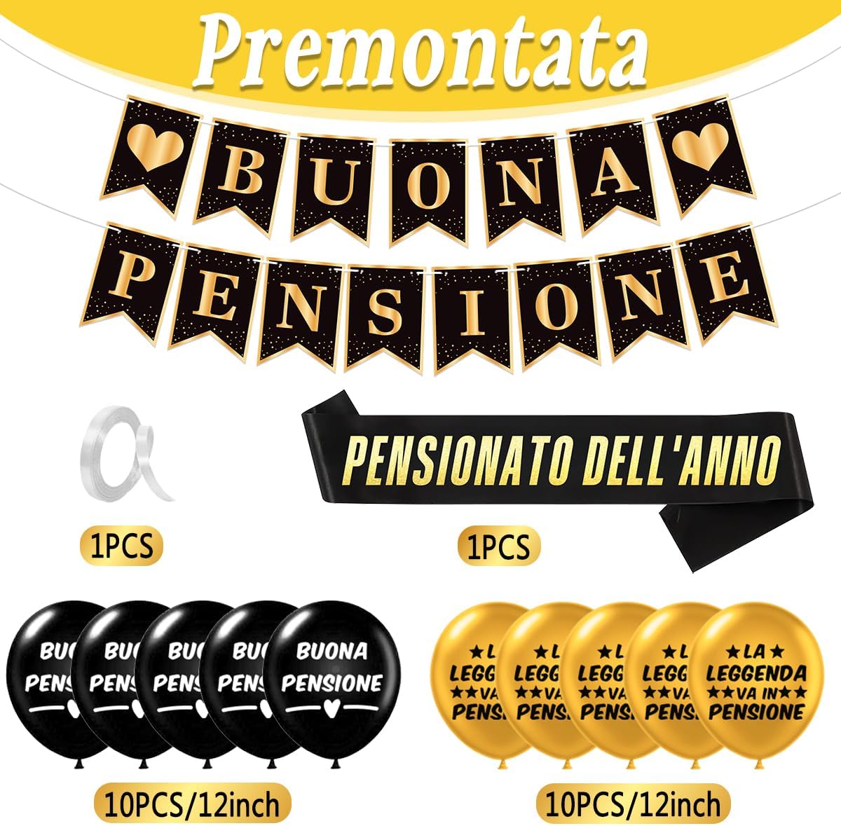 Striscioni e Palloncini Finalmente in Pensione - immagine 2