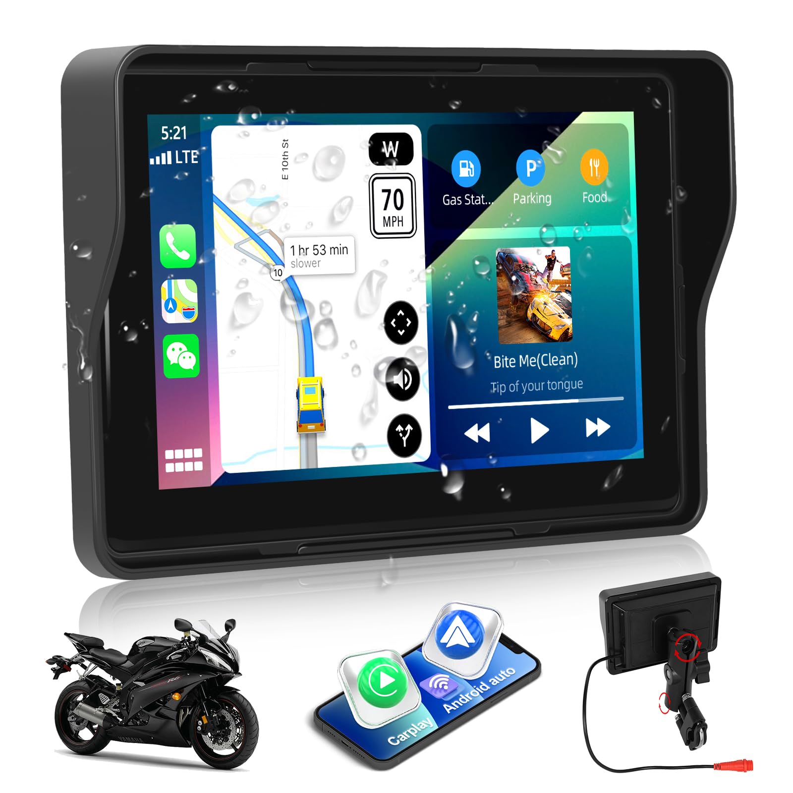 Camecho Carplay Motorbike Navi Display 5 Pollici HD