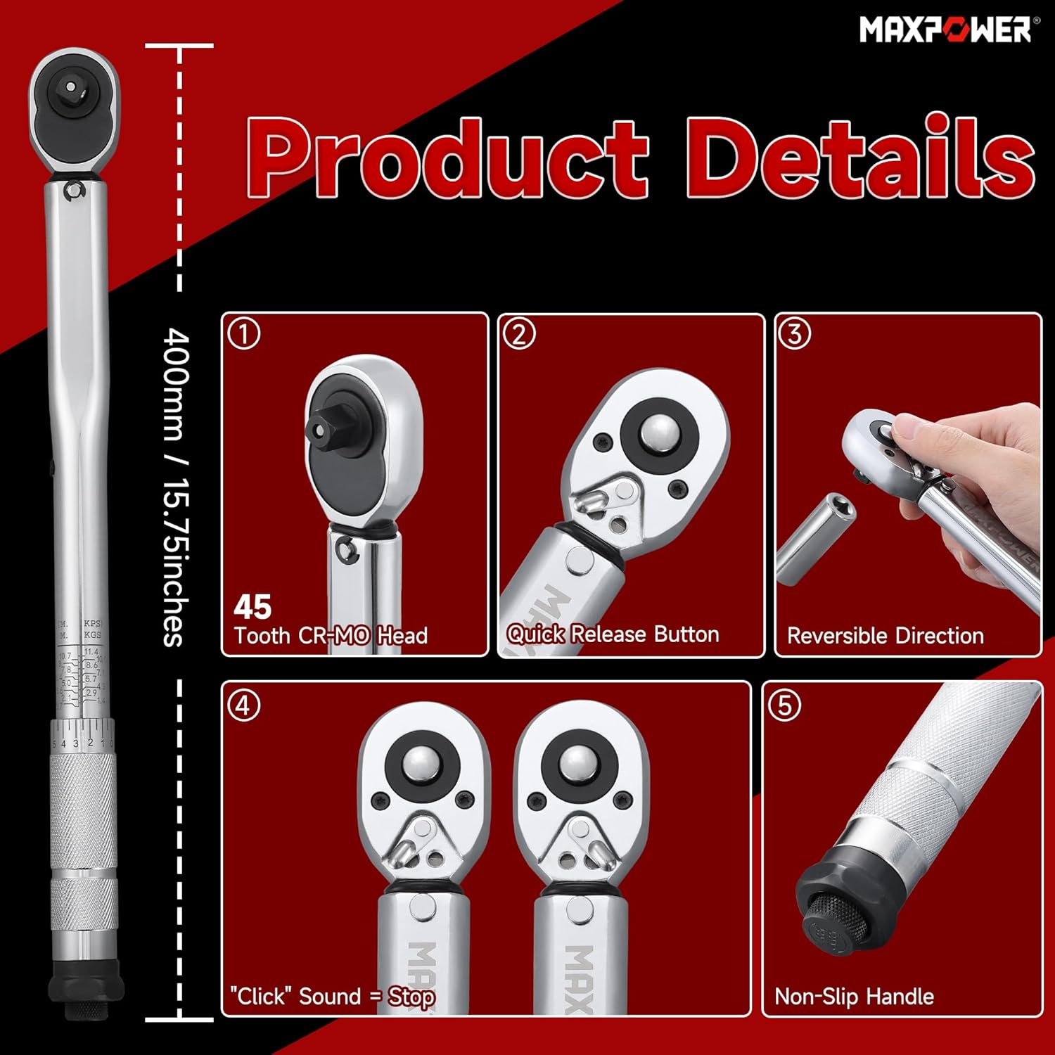 MaxPower Chiave dinamometrica da 3/8'' - immagine 5