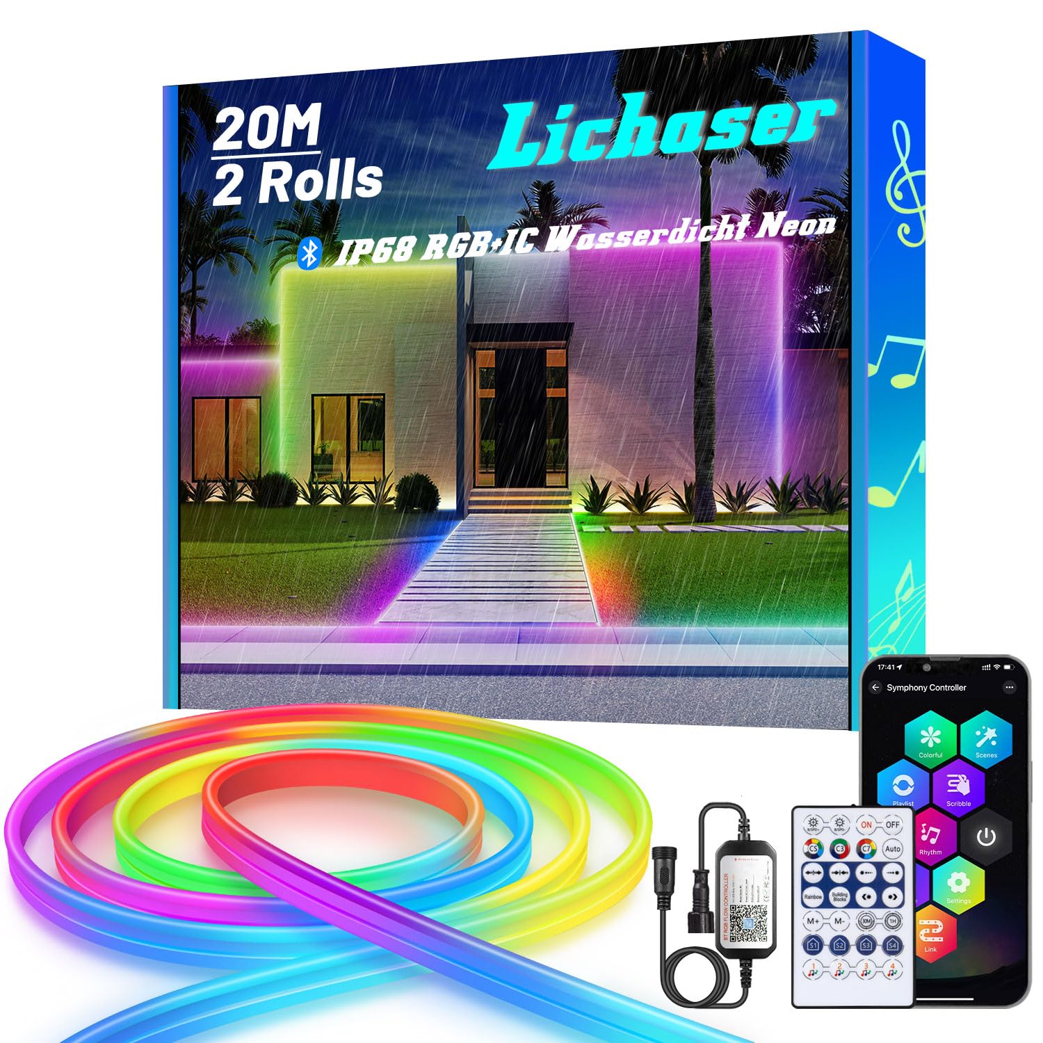 Lichaser RGB+IC Striscia LED Neon IP68 20M