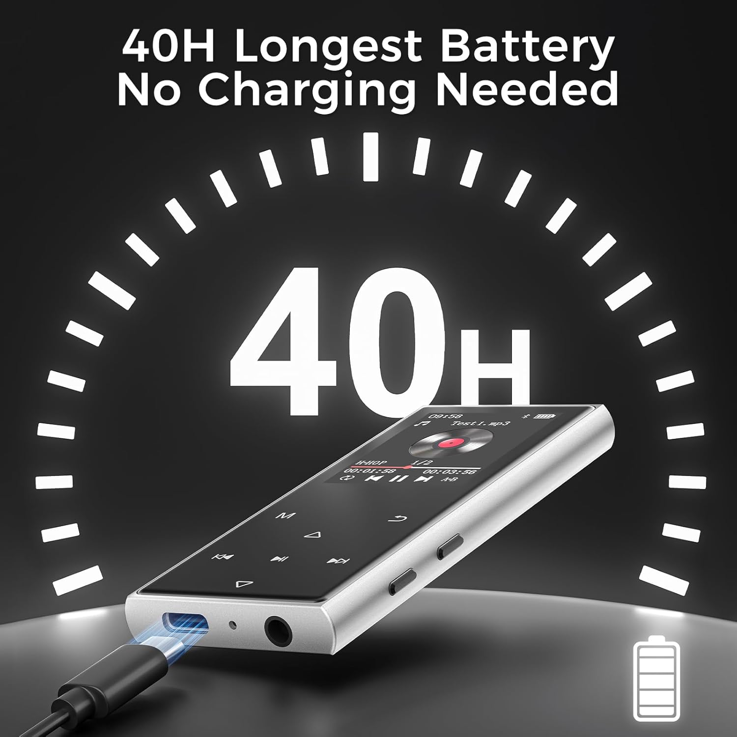 Lettore MP3 Bluetooth 5.3 da 128 GB, Nero - immagine 3