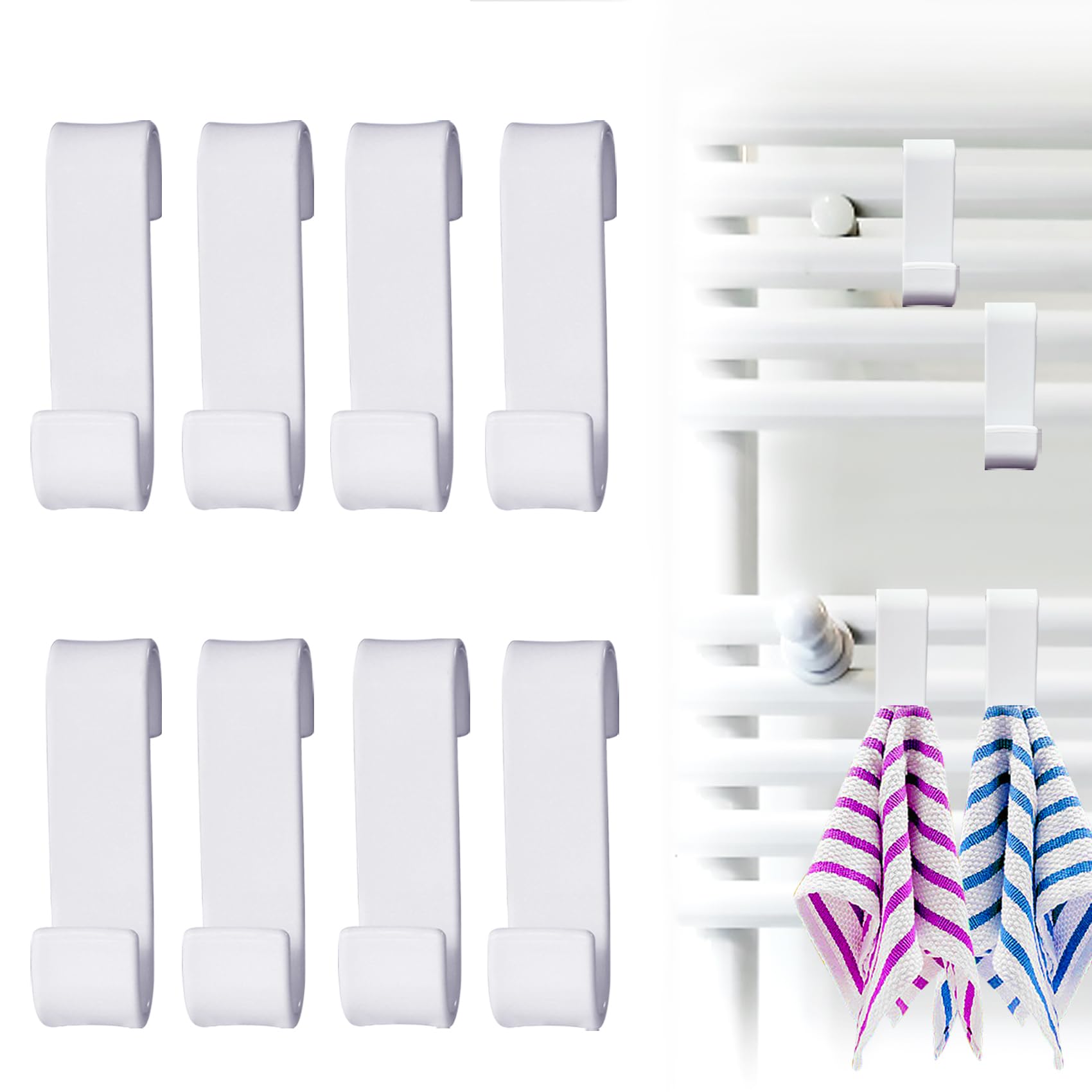 8 Pezzi Ganci Termoarredo in Plastica, Bianco