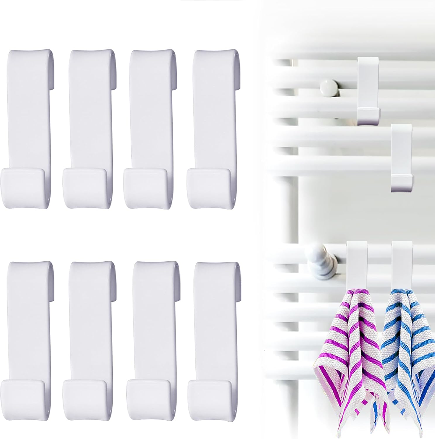 8 Pezzi Ganci Termoarredo in Plastica, Bianco - immagine 1