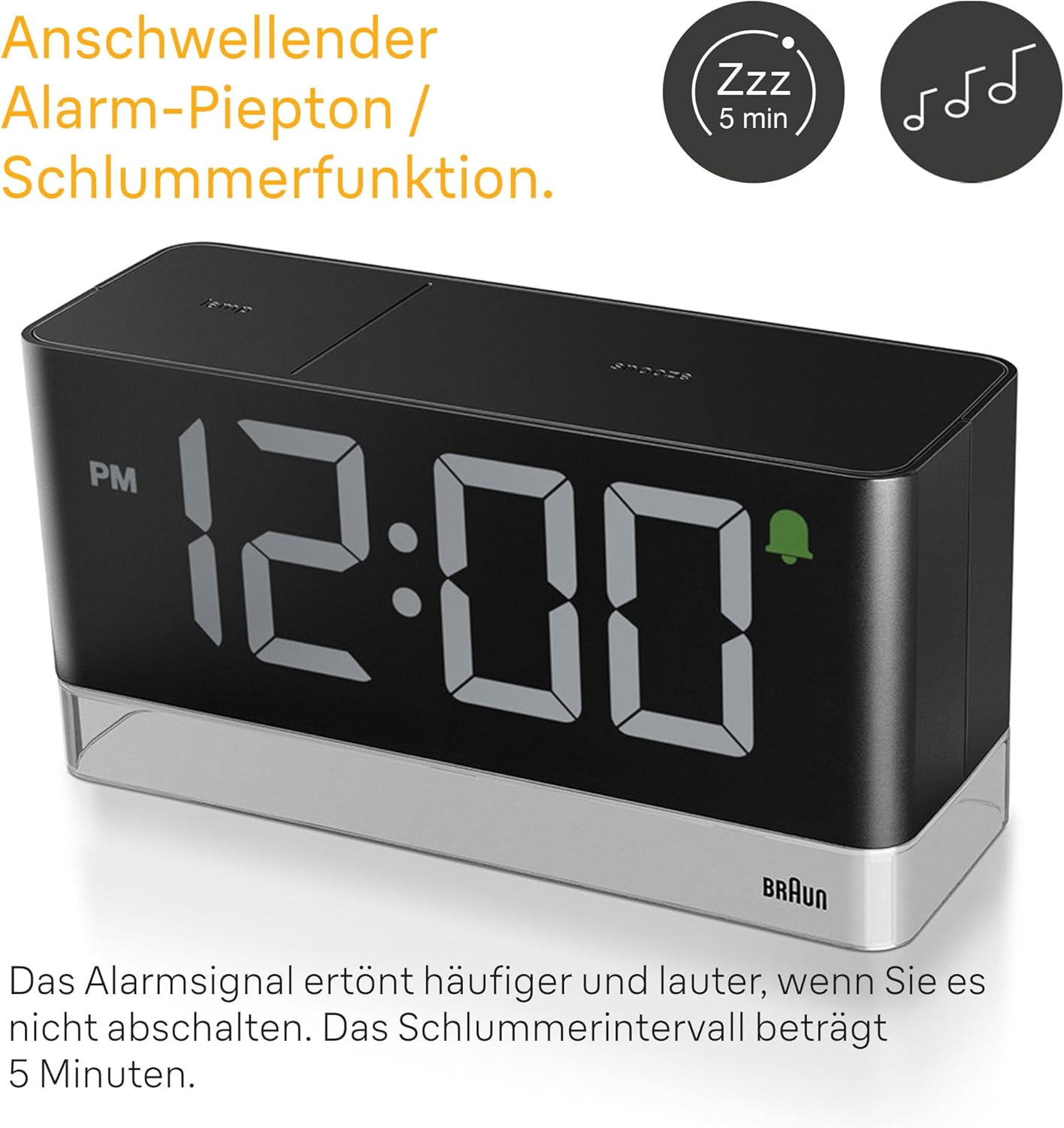 Braun Sveglia Digitale Display LED Extra Large, Nero - immagine 5