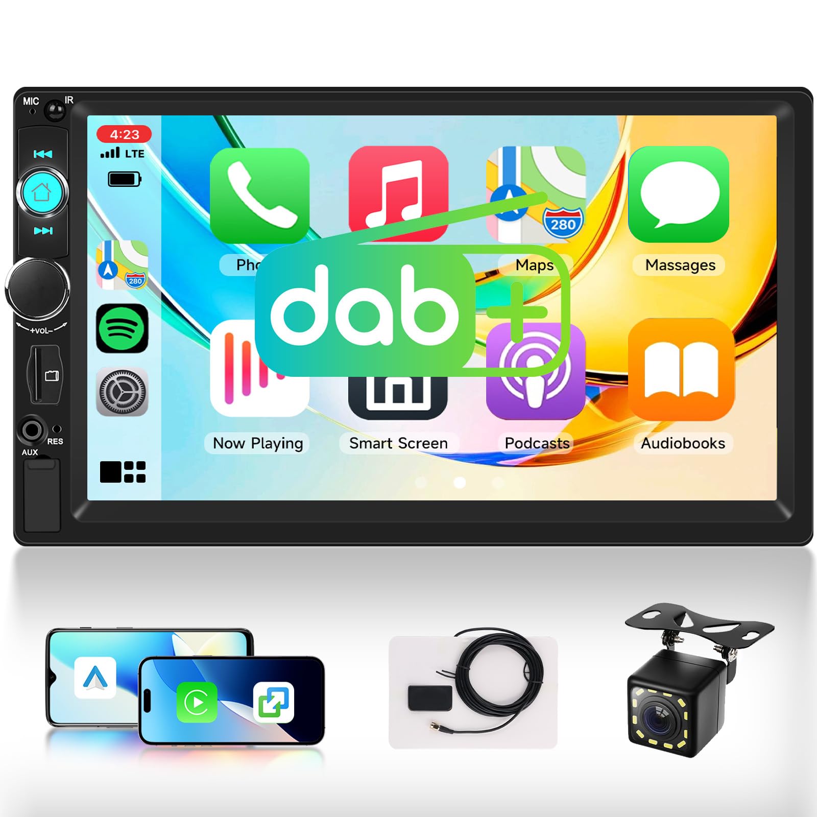Hodozzy Autoradio 2 Din 7" Wireless Carplay Android Auto