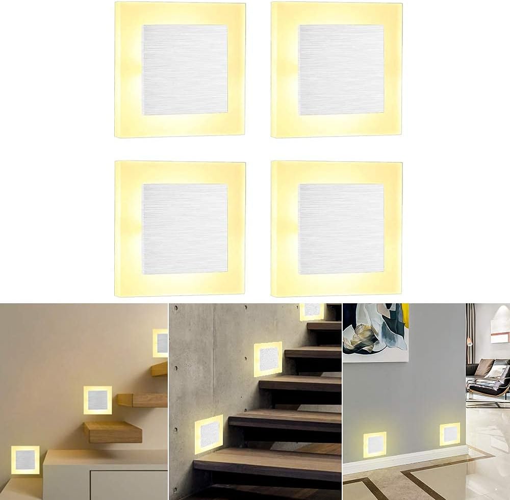 Erwey 4Pcs Applique LED Incasso per Scale 3W - immagine 2